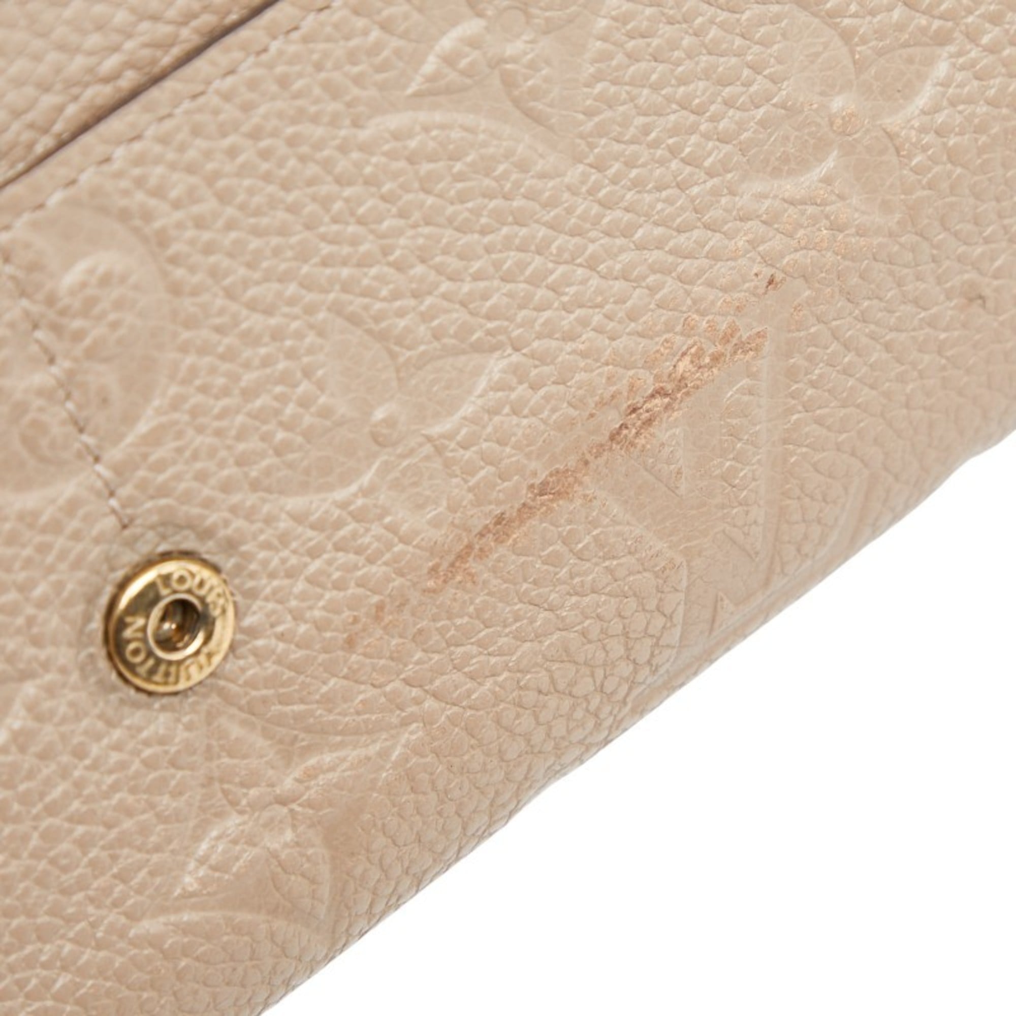 Louis Vuitton Beige Leather Long Wallet (Tri-Fold) (Pre-Owned)