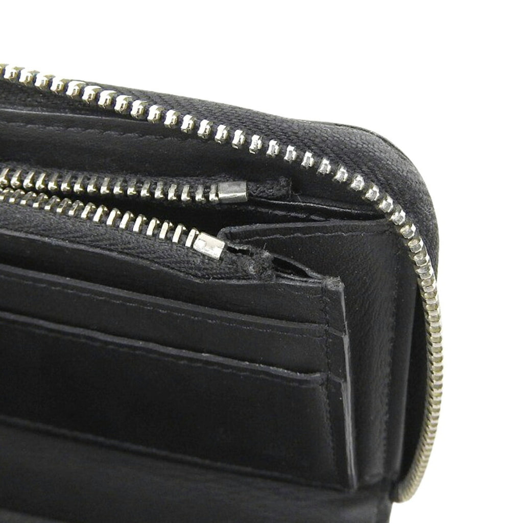 Louis Vuitton Black Leather Long Wallet (Bi-Fold) (Pre-Owned)