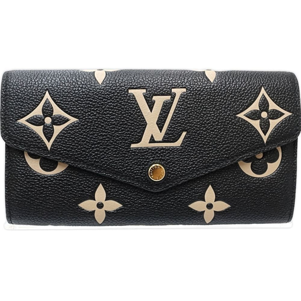 Louis Vuitton Beige Black Monogram Empreinte Long Wallet (Bi-Fold) (Pre-Owned)
