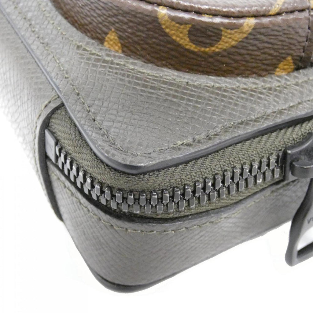 Louis Vuitton Black Khaki Marron Coated Canvas Leather Shoulder Bag (Pre-Owned)