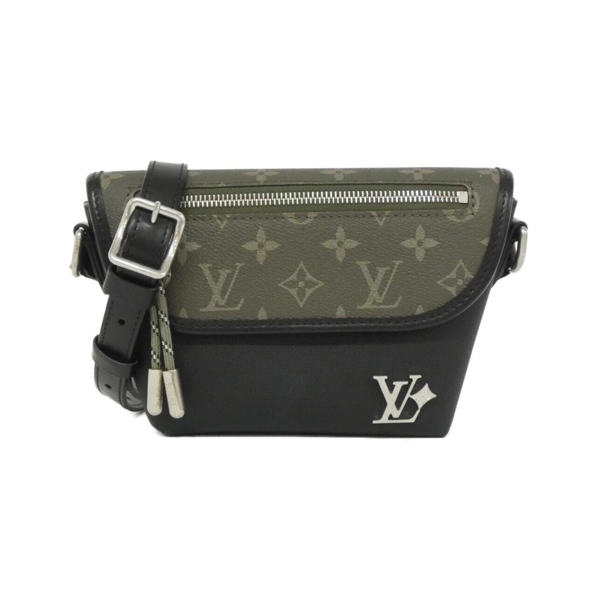 Louis Vuitton Black Khaki Coated Canvas Shoulder Bag (Pre-Owned)