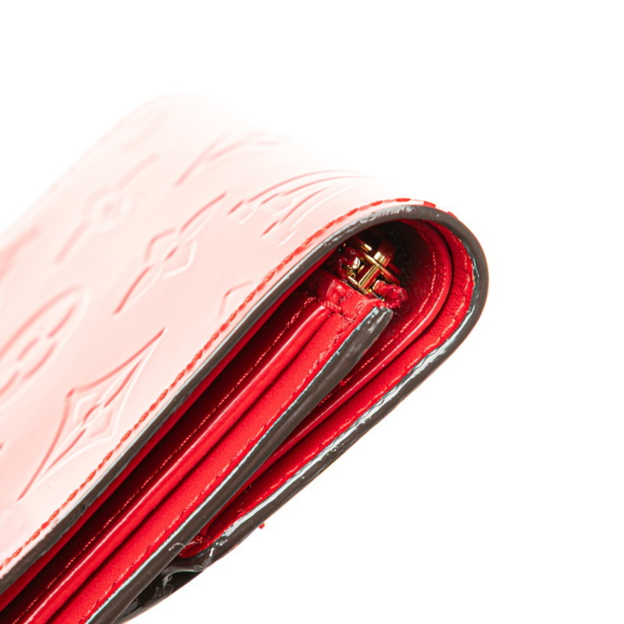 Louis Vuitton Cerise Monogram Red Color Leather Bill Wallet (Tri-Fold) (Pre-Owned)