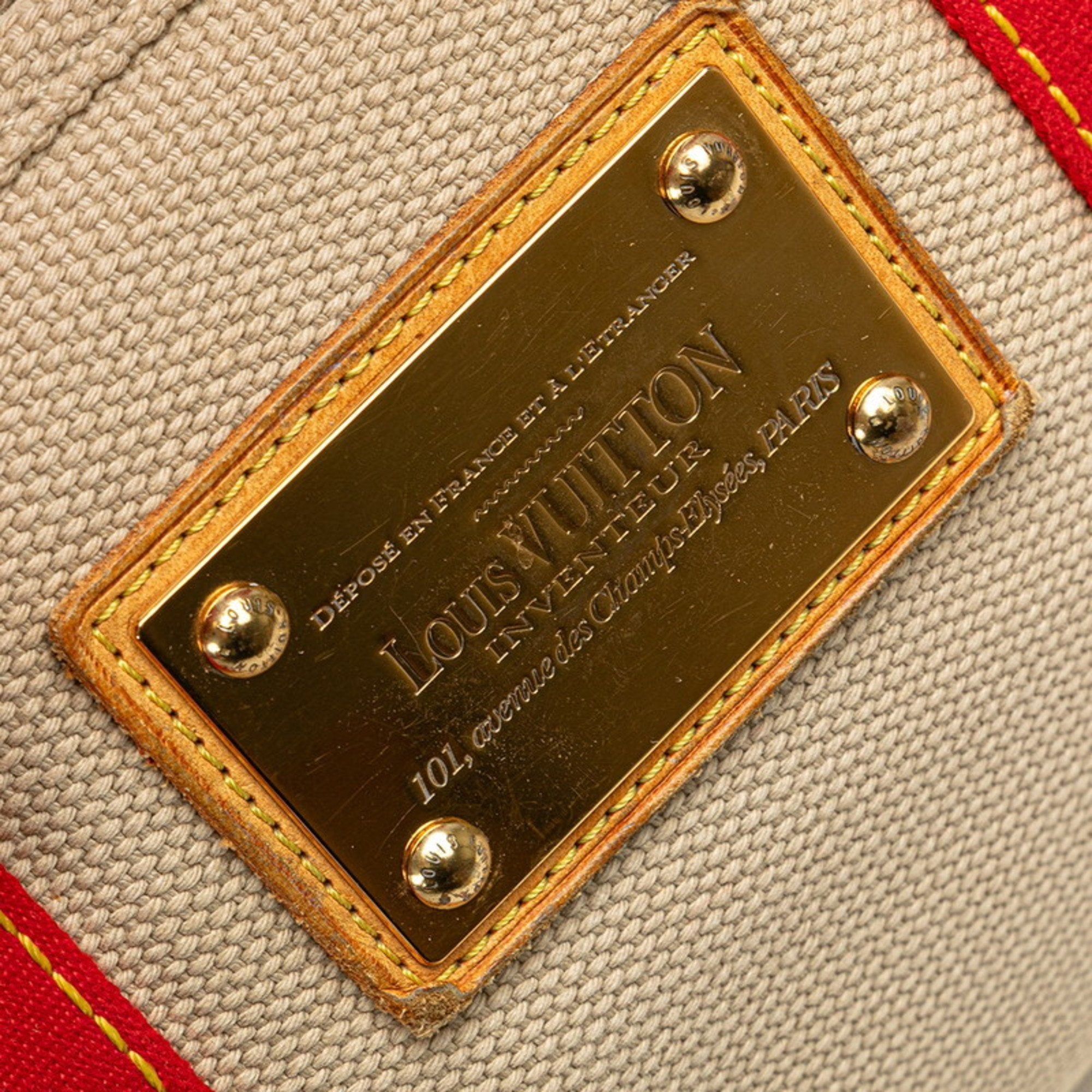 Louis Vuitton Antigua Beige Red Color Canvas Handbag (Pre-Owned)