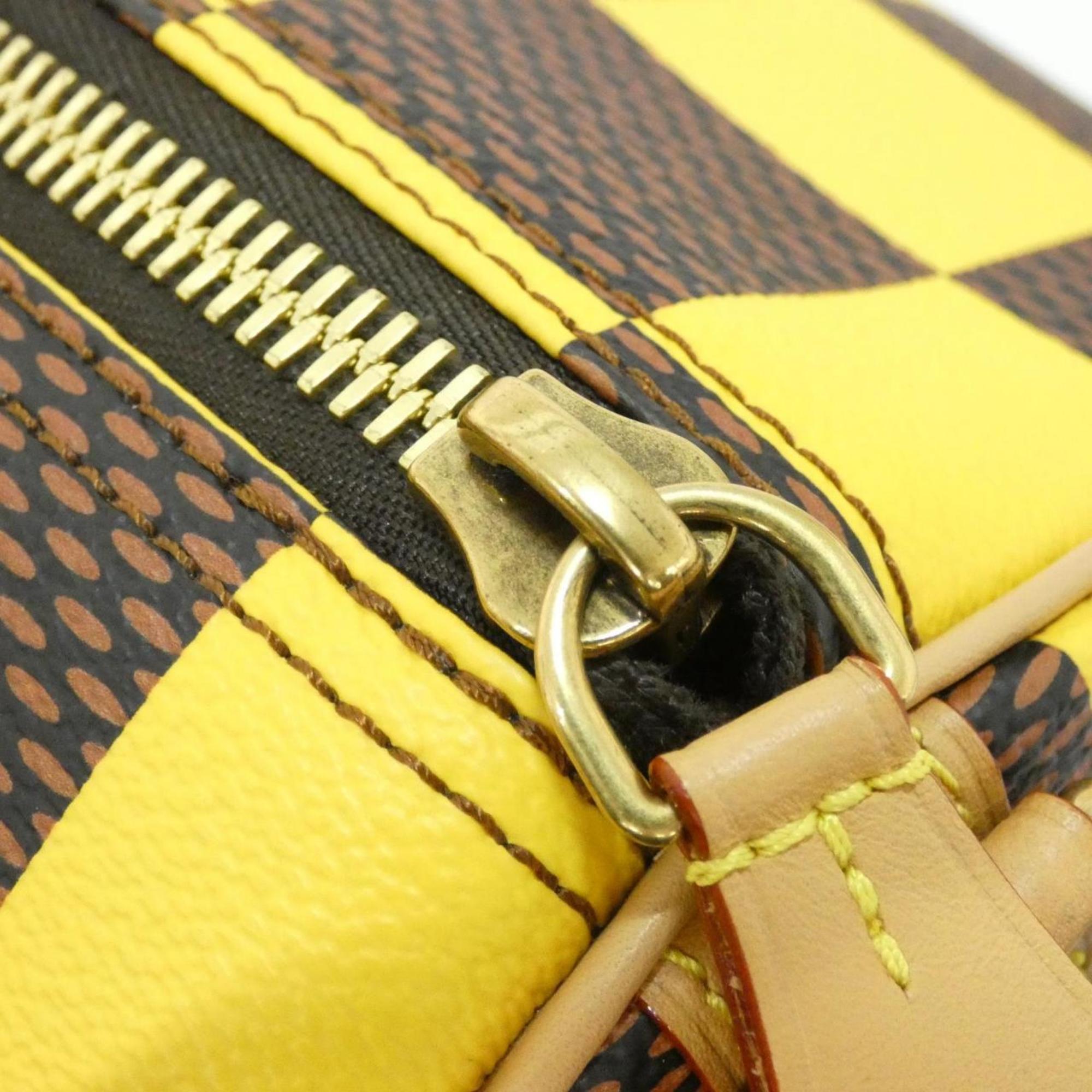 Louis Vuitton Ebene Yellow Coated Canvas Boston Bag (Pre-Owned)