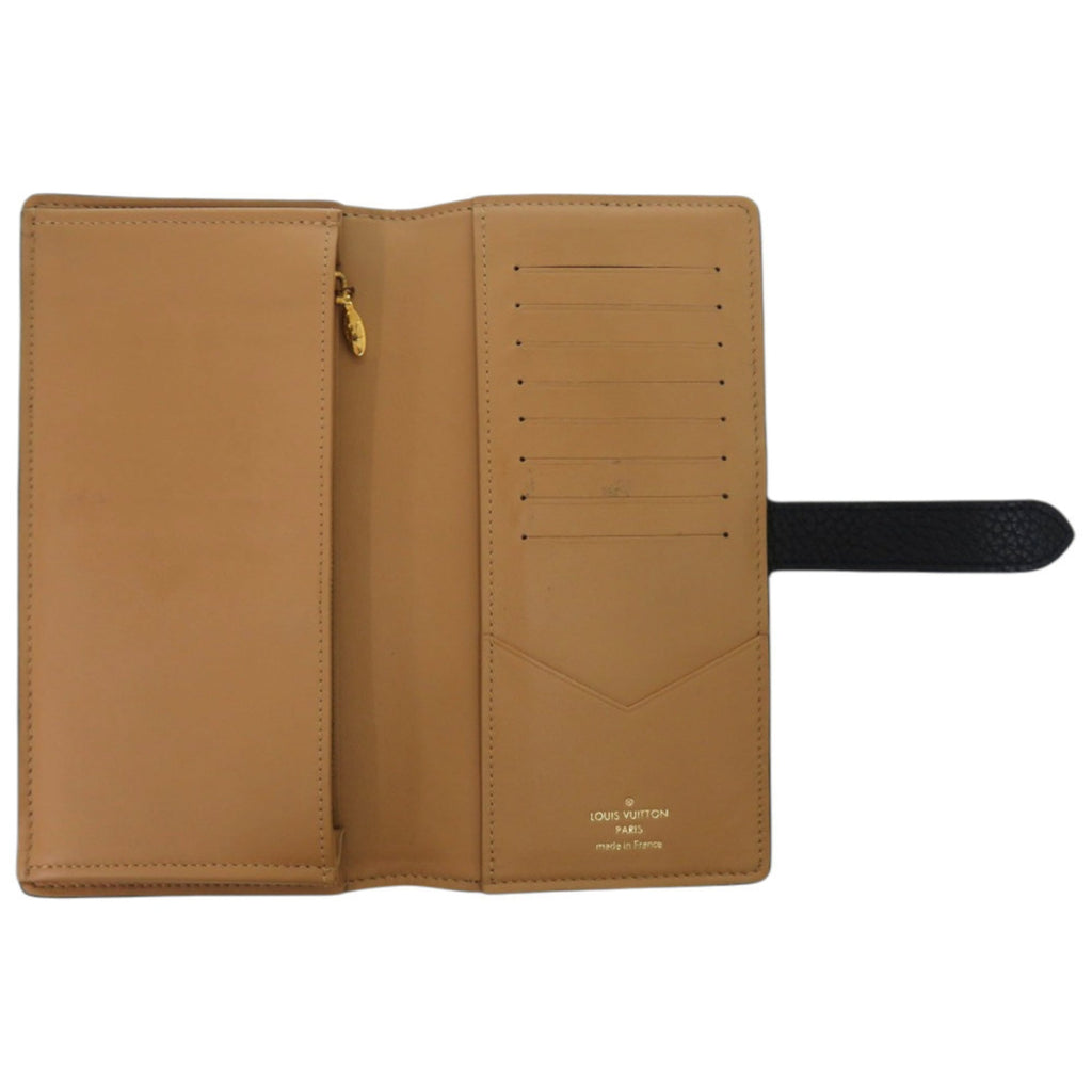 Louis Vuitton Black Noir Leather Long Wallet (Bi-Fold) (Pre-Owned)