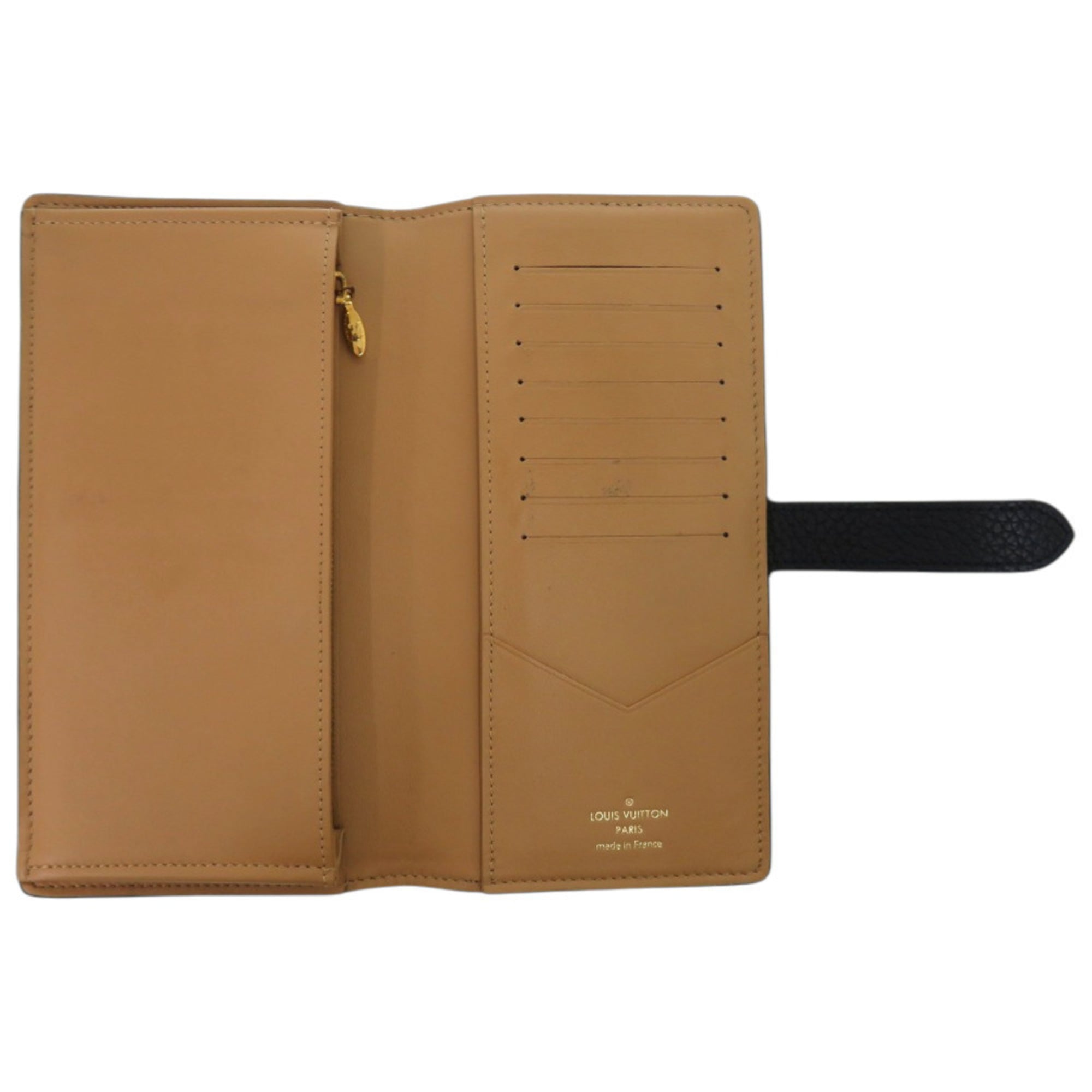 Louis Vuitton Black Noir Leather Long Wallet (Bi-Fold) (Pre-Owned)