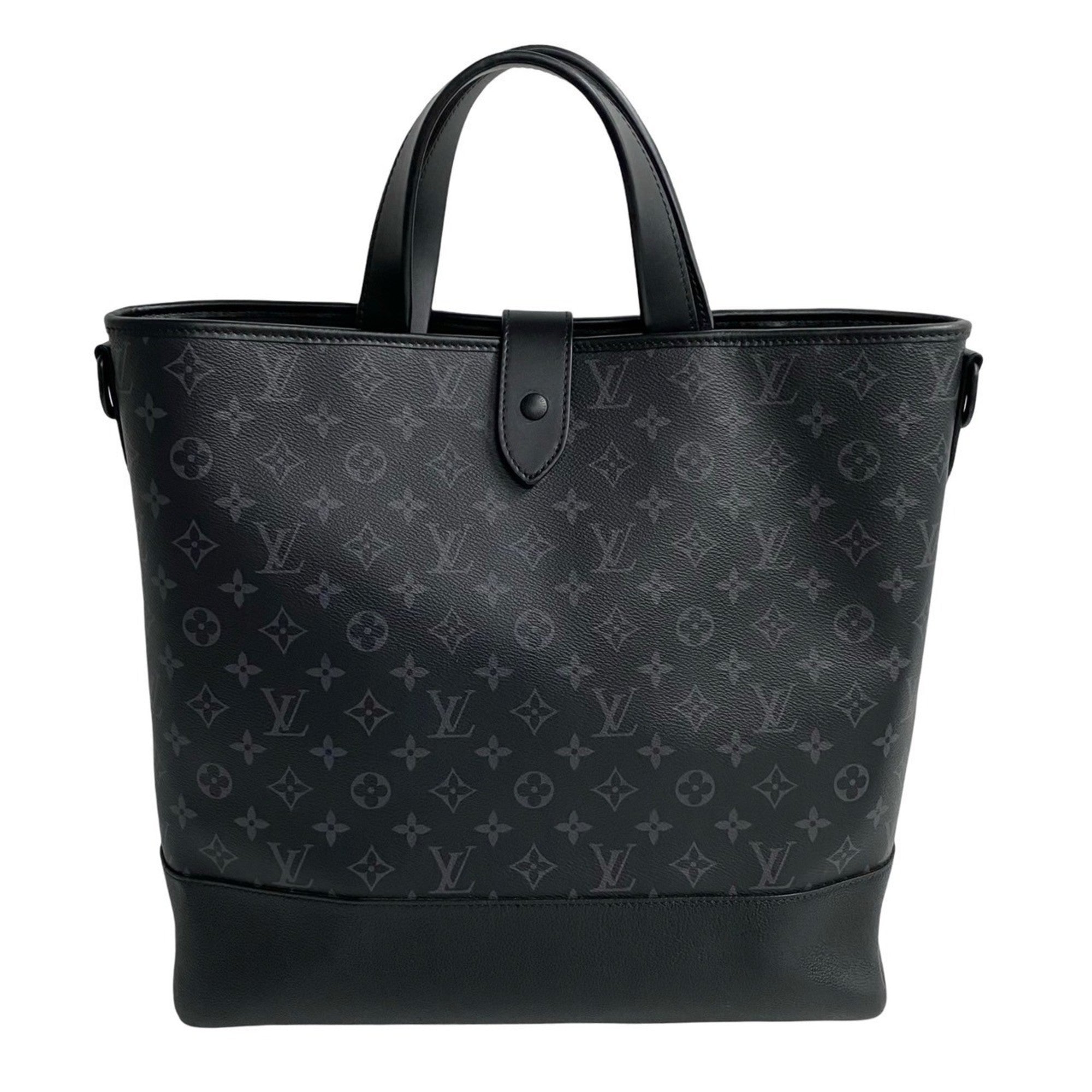 Louis Vuitton Black Leather Shoulder Bag Tote Bag (Pre-Owned)