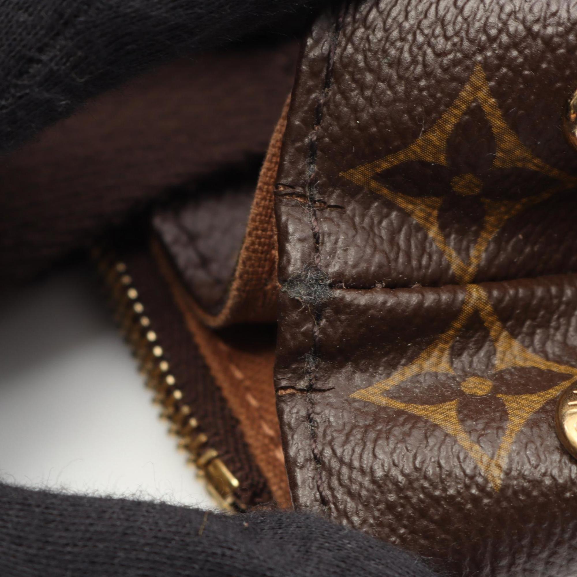 Louis Vuitton Monogram Brown Coated Canvas Leather Tote Bag (Pre-Owned)