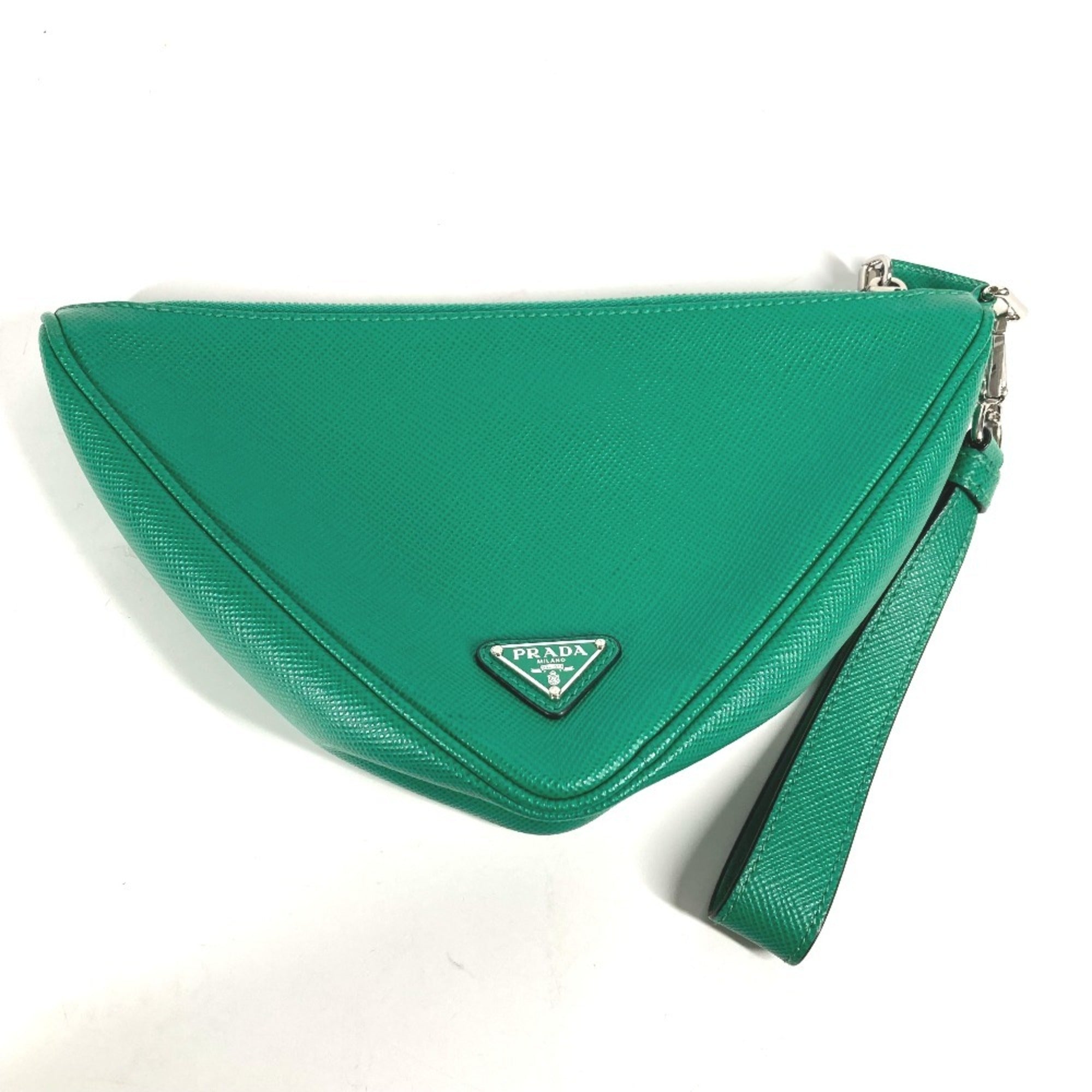 Triangle Logo Zip Crossbody Bag Leather Small