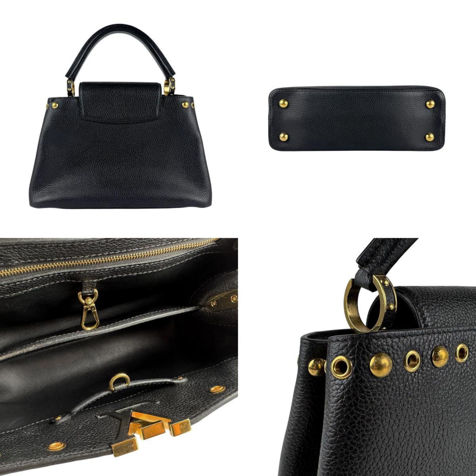 Louis Vuitton Black Leather Handbag Shoulder Bag (Pre-Owned)