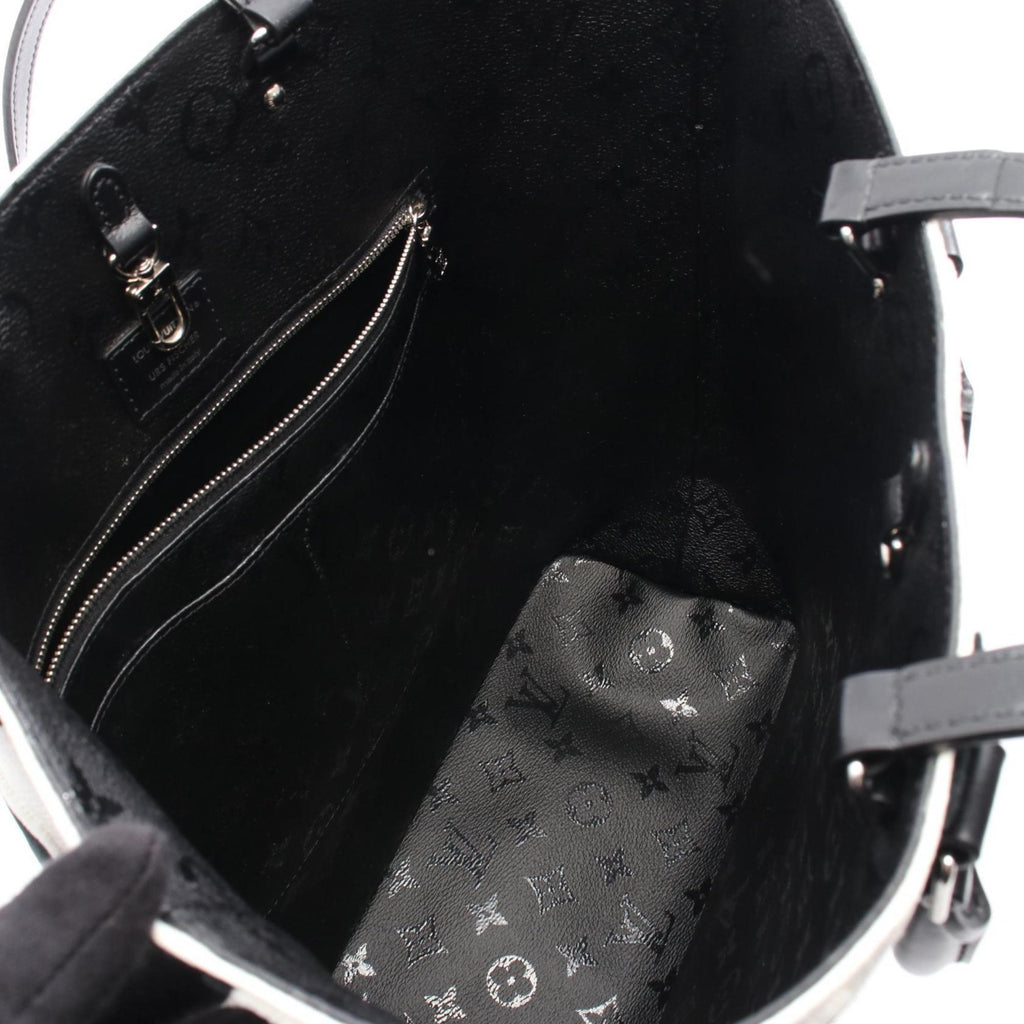 Louis Vuitton Black White Canvas Leather Tote Bag (Pre-Owned)