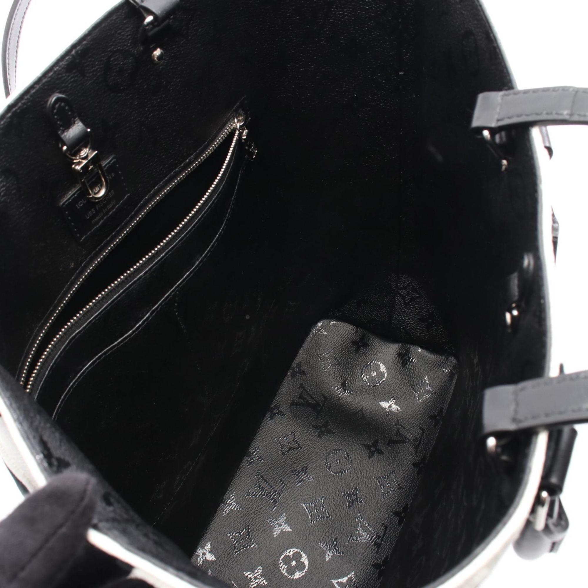 Louis Vuitton Black White Canvas Leather Tote Bag (Pre-Owned)