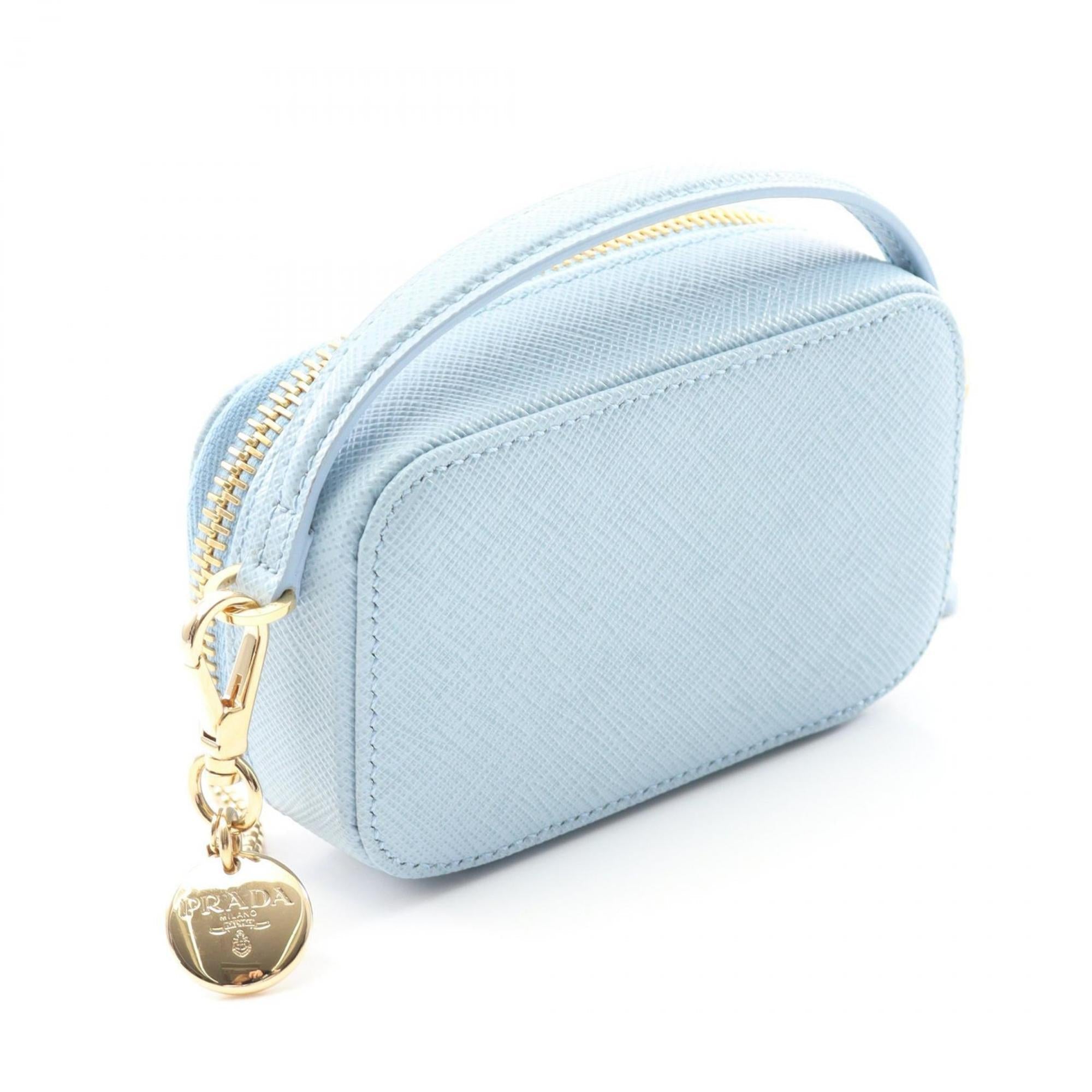 Triangle Logo Zip Around Shoulder Bag Saffiano Leather
