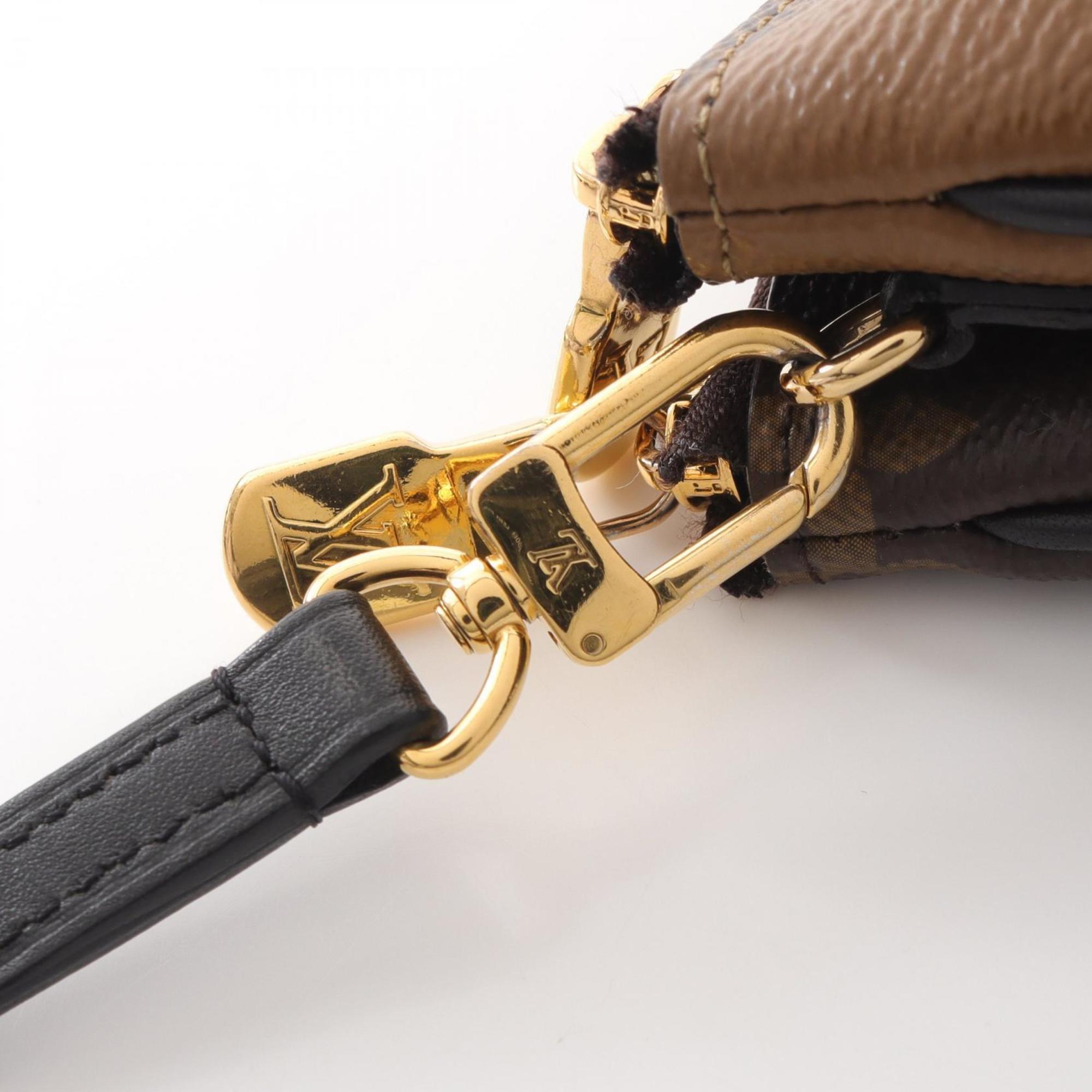 Louis Vuitton Beige Brown Monogram Reverse Pvc Coated Canvas Leather Pochette Shoulder Bag (Pre-Owned)