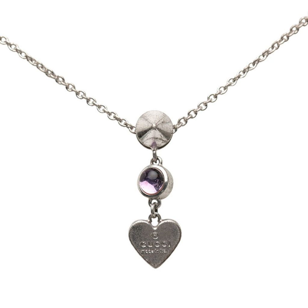 Heart Stud Pendant Necklace Sterling Silver