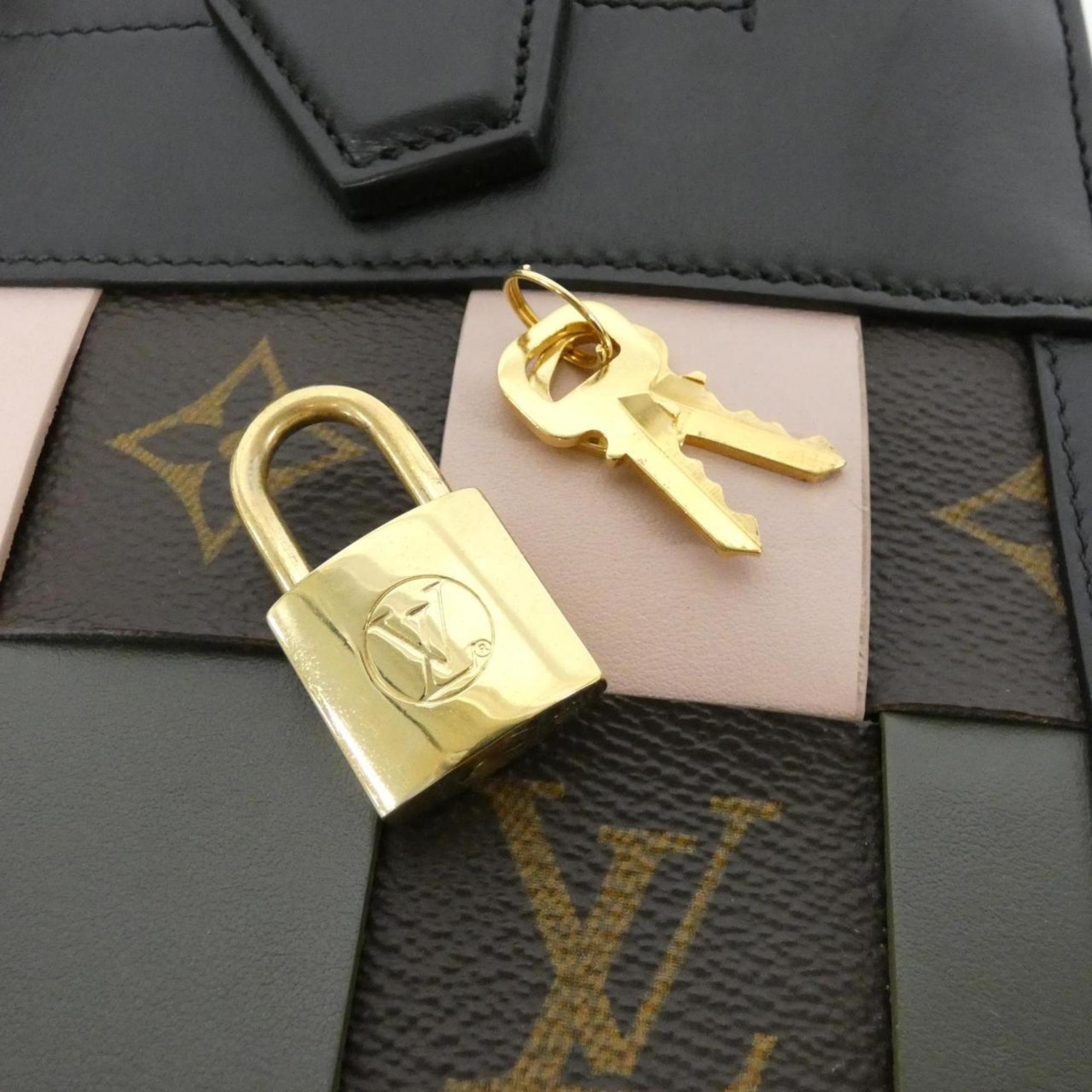 Louis Vuitton Black Coated Canvas Leather Handbag (Pre-Owned)