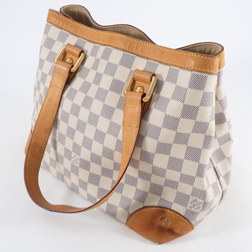 Louis Vuitton Beige Ivory White Canvas Damier Azur Handbag (Pre-Owned)