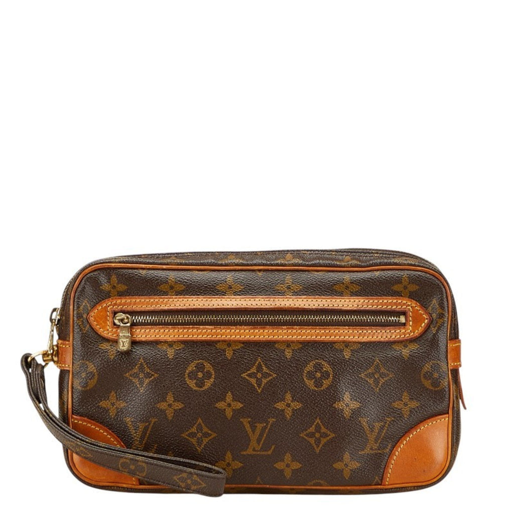 Louis Vuitton Brown Pvc Leather Clutch Bag Handbag (Pre-Owned)