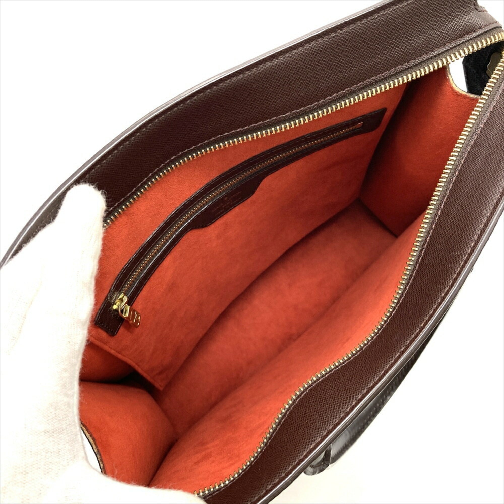Louis Vuitton Damier Brown Damier Canvas Ebene Leather Handbag (Pre-Owned)