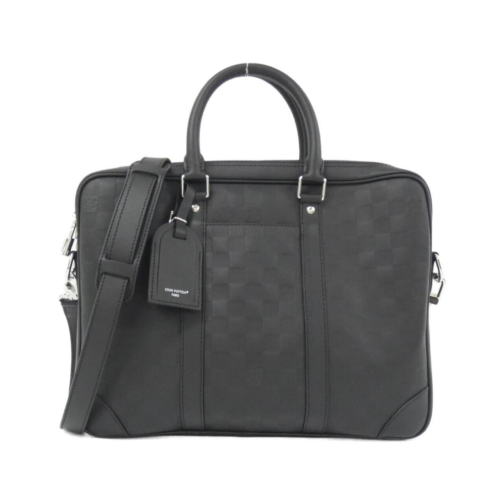 Louis Vuitton Black Leather Briefcase Handbag (Pre-Owned)