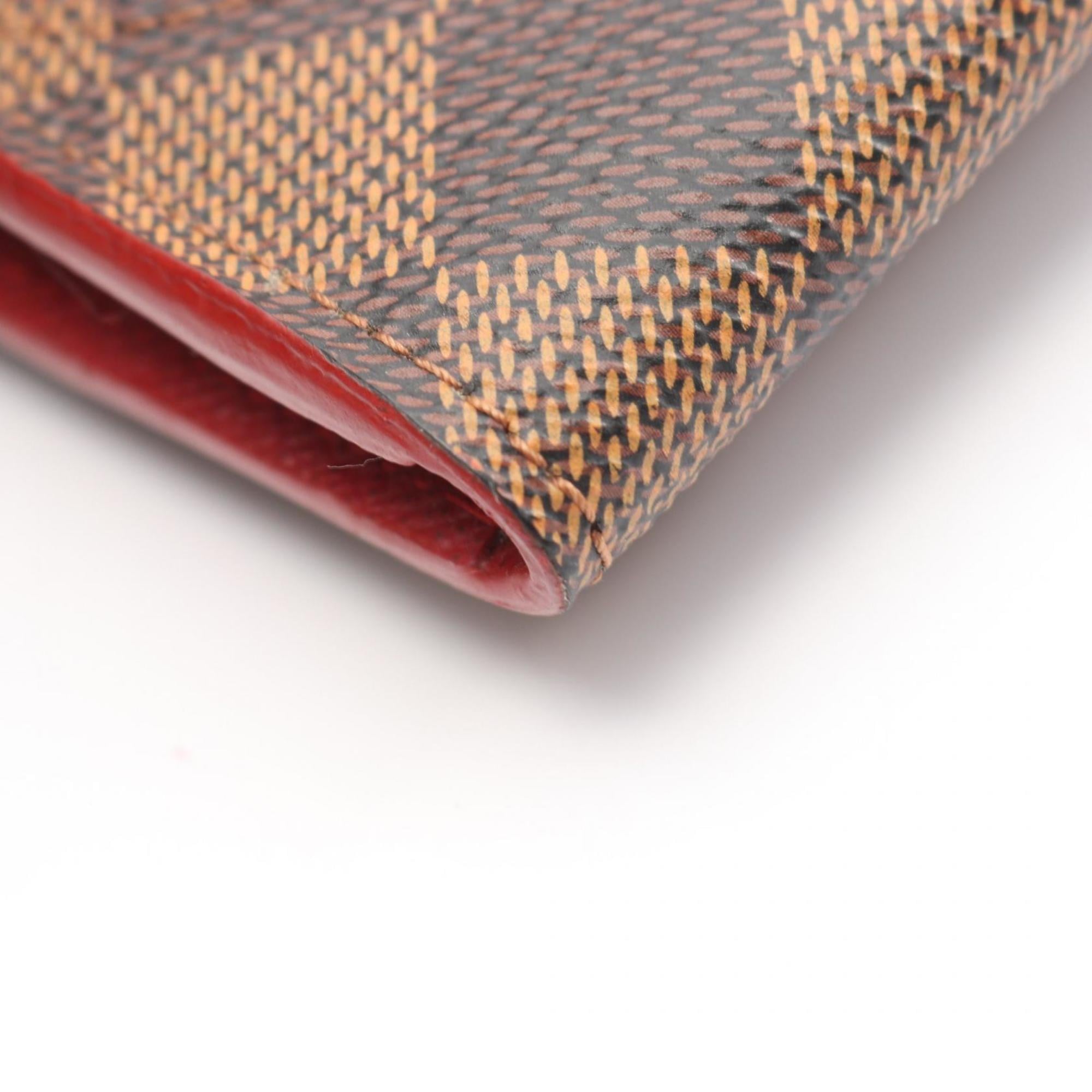 Louis Vuitton Brown Cerise Ebene Red Color Damier Canvas Leather Pvc Long Wallet (Bi-Fold) (Pre-Owned)