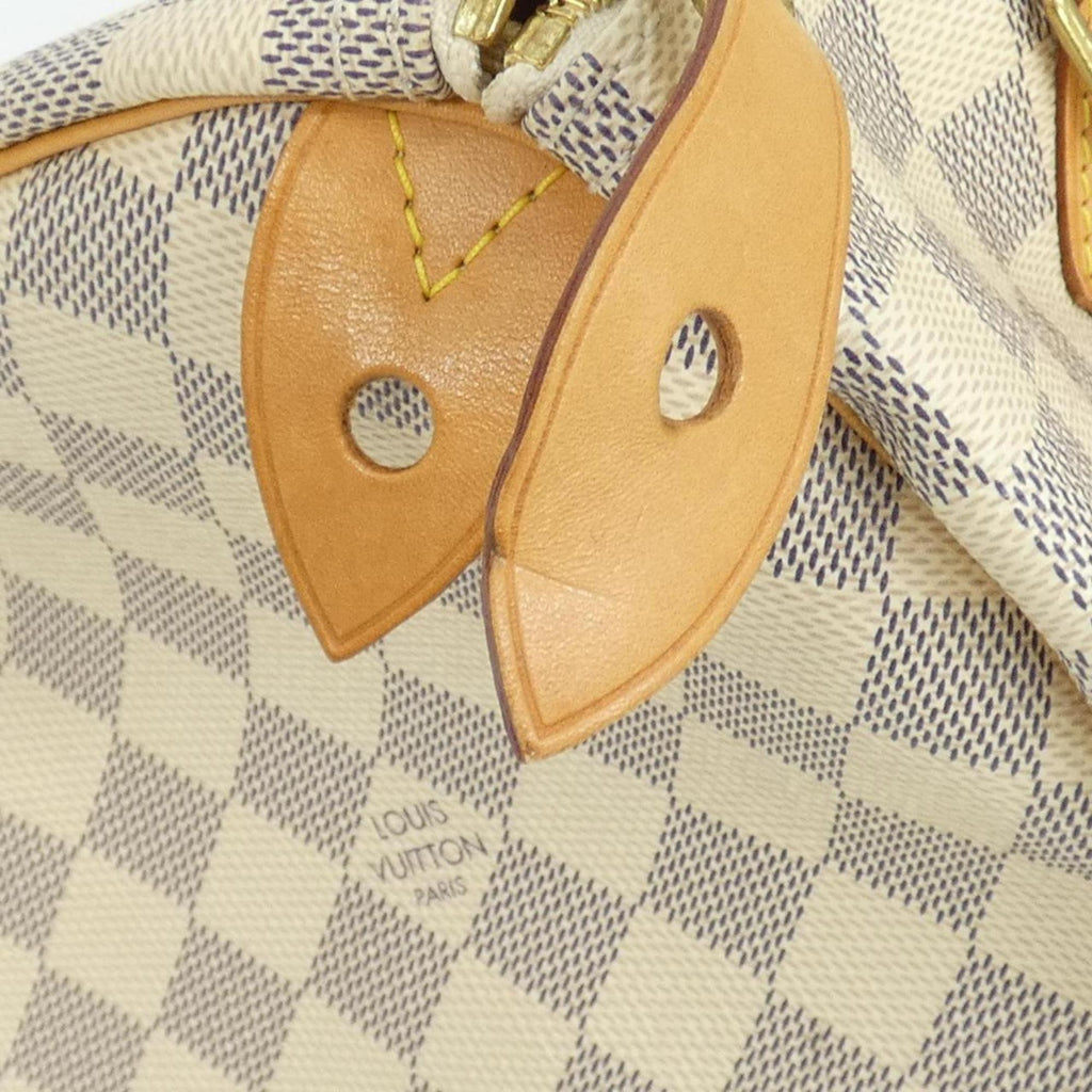 Louis Vuitton Azur White Coated Canvas Boston Bag (Pre-Owned)