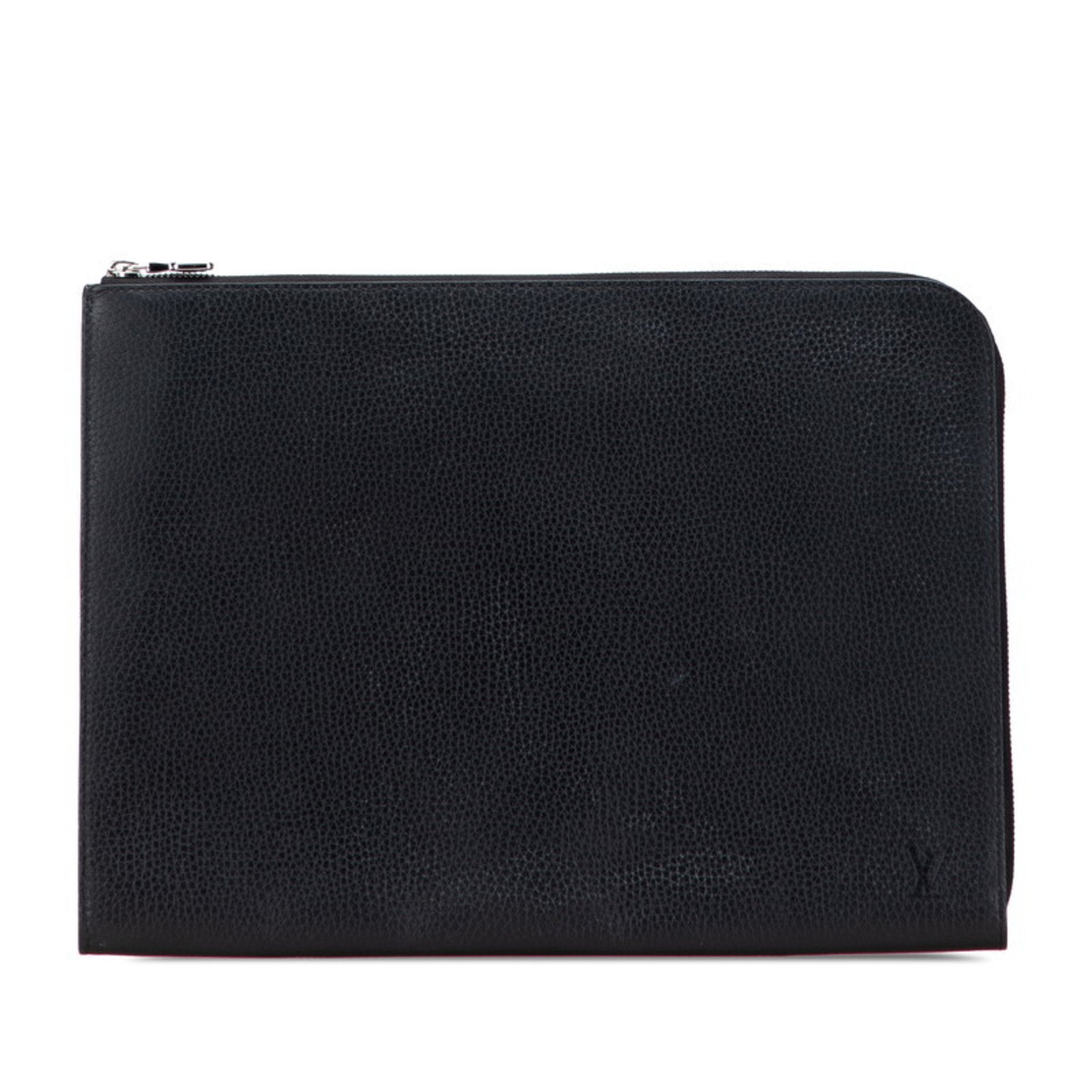 Louis Vuitton Taurillon Black Noir Leather Clutch Bag Pochette (Pre-Owned)
