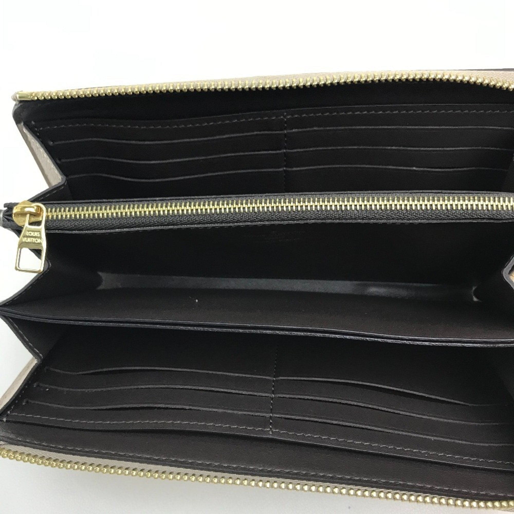Louis Vuitton Monogram Beige Leather Long Wallet (Bi-Fold) (Pre-Owned)
