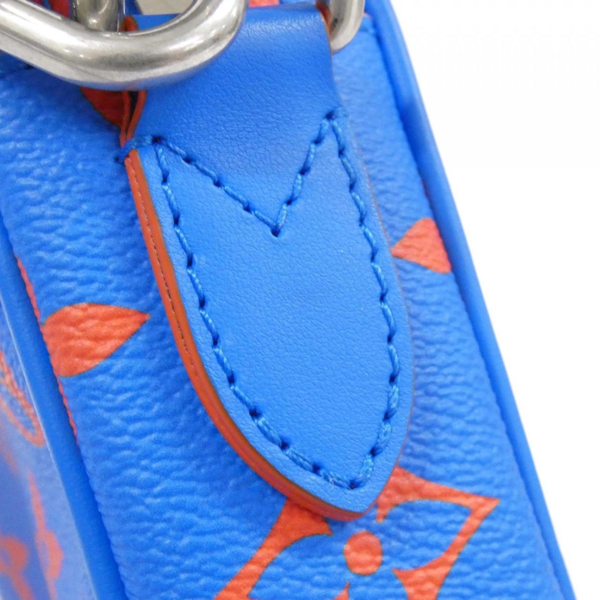 Louis Vuitton Monogram Blue Red Color Coated Canvas Handbag (Pre-Owned)