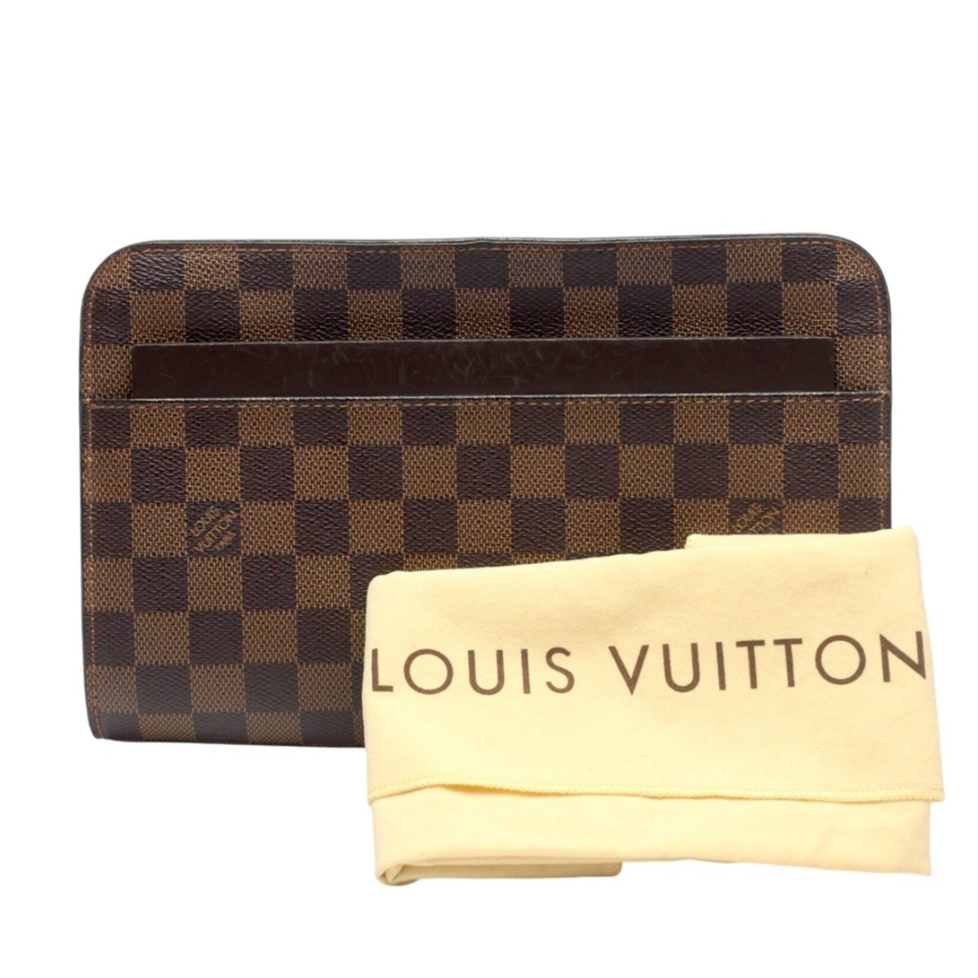 Louis Vuitton Damier Brown Damier Canvas Clutch Bag (Pre-Owned)