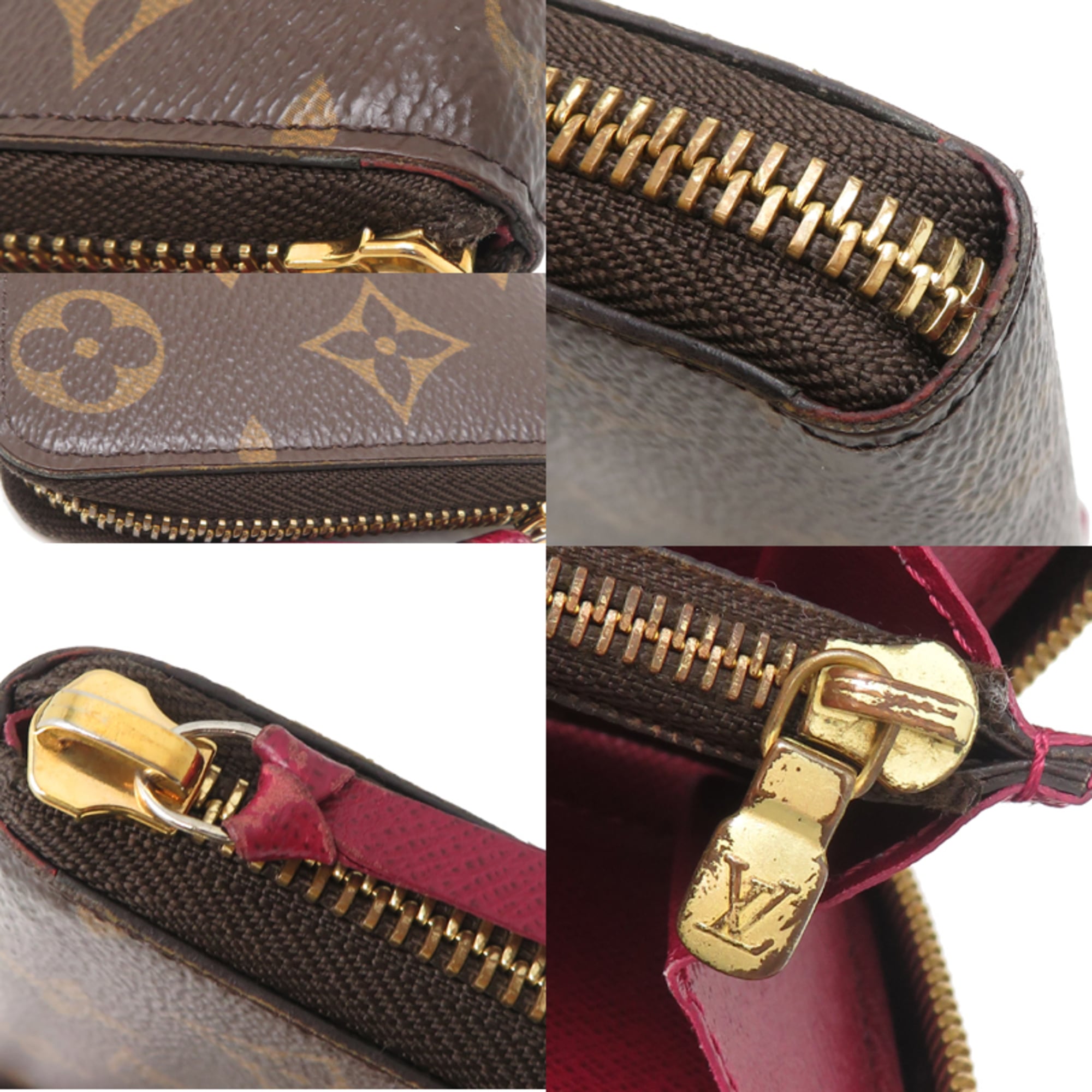 Louis Vuitton Brown Fuchsia Monogram Long Wallet (Bi-Fold) (Pre-Owned)