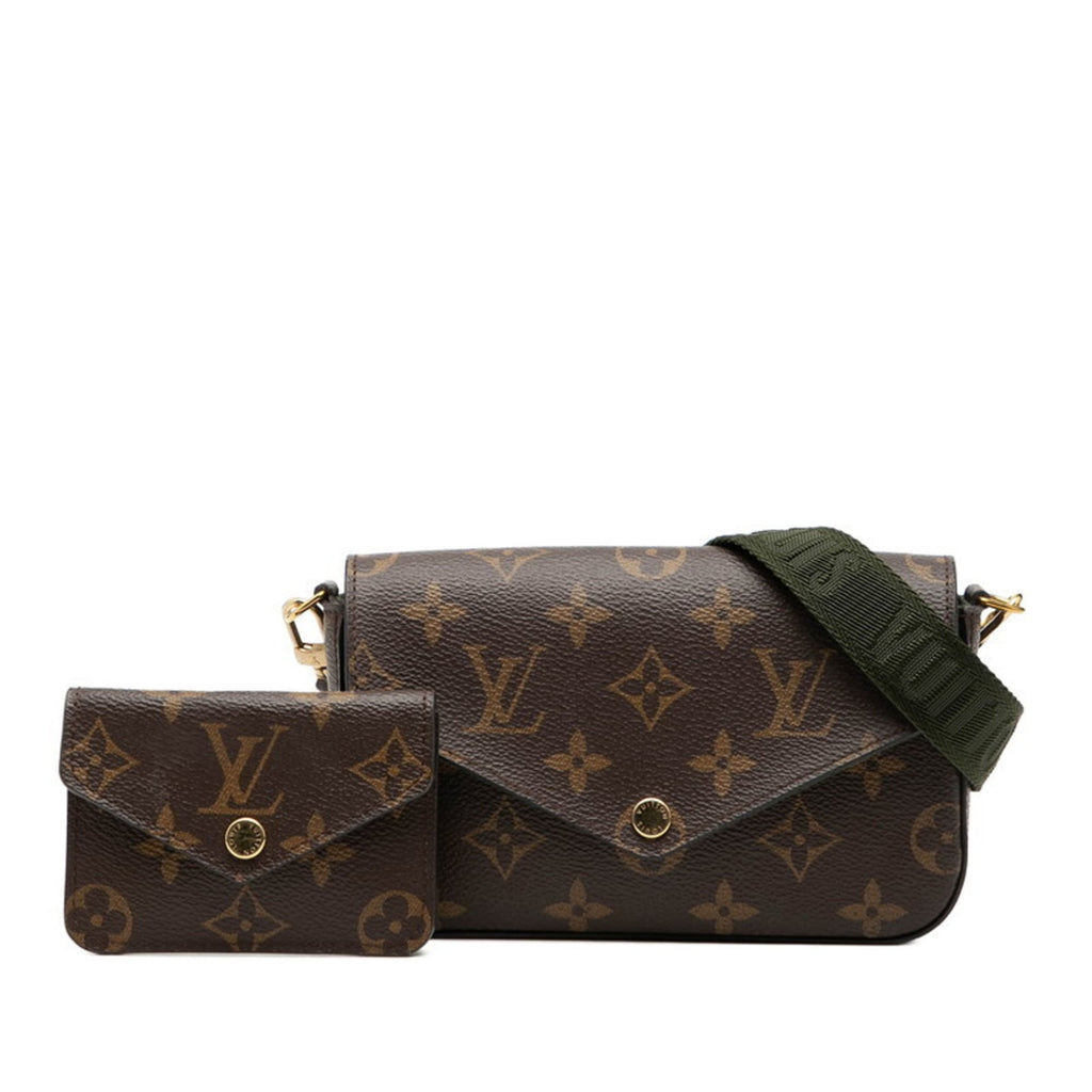 Louis Vuitton Brown Green Khaki Pvc Leather Pochette Shoulder Bag (Pre-Owned)