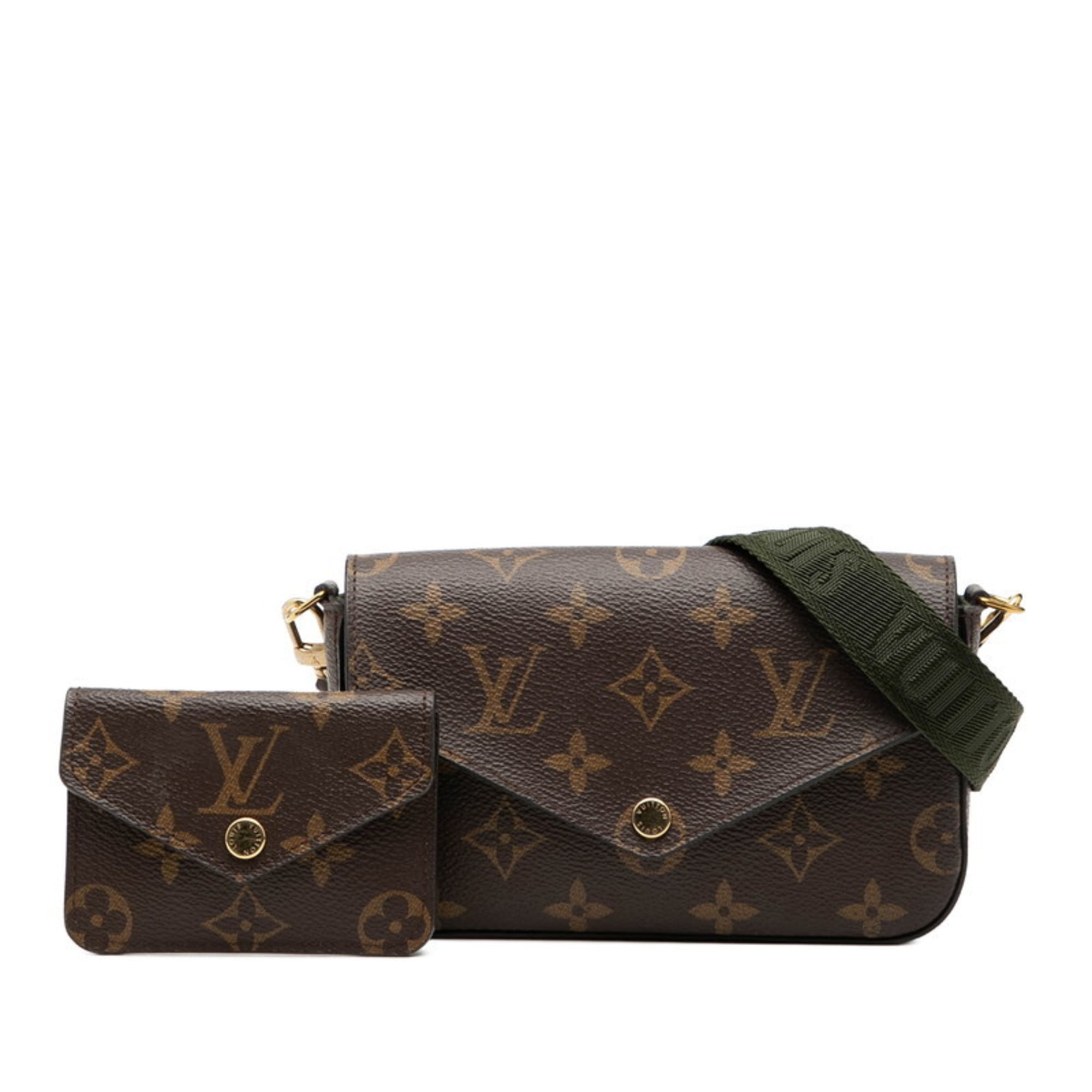 Louis Vuitton Brown Green Khaki Pvc Leather Pochette Shoulder Bag (Pre-Owned)