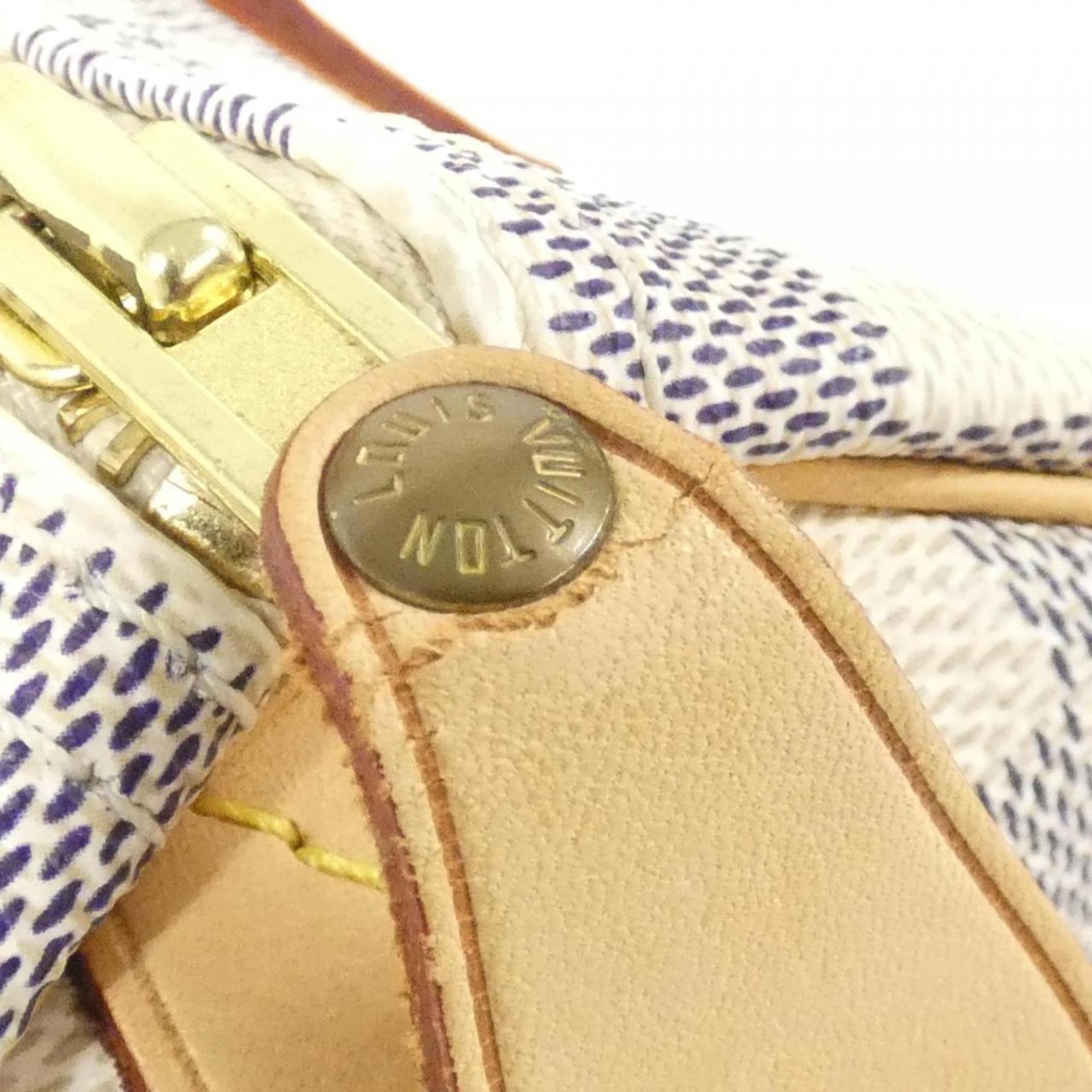 Louis Vuitton Azur White Coated Canvas Boston Bag (Pre-Owned)