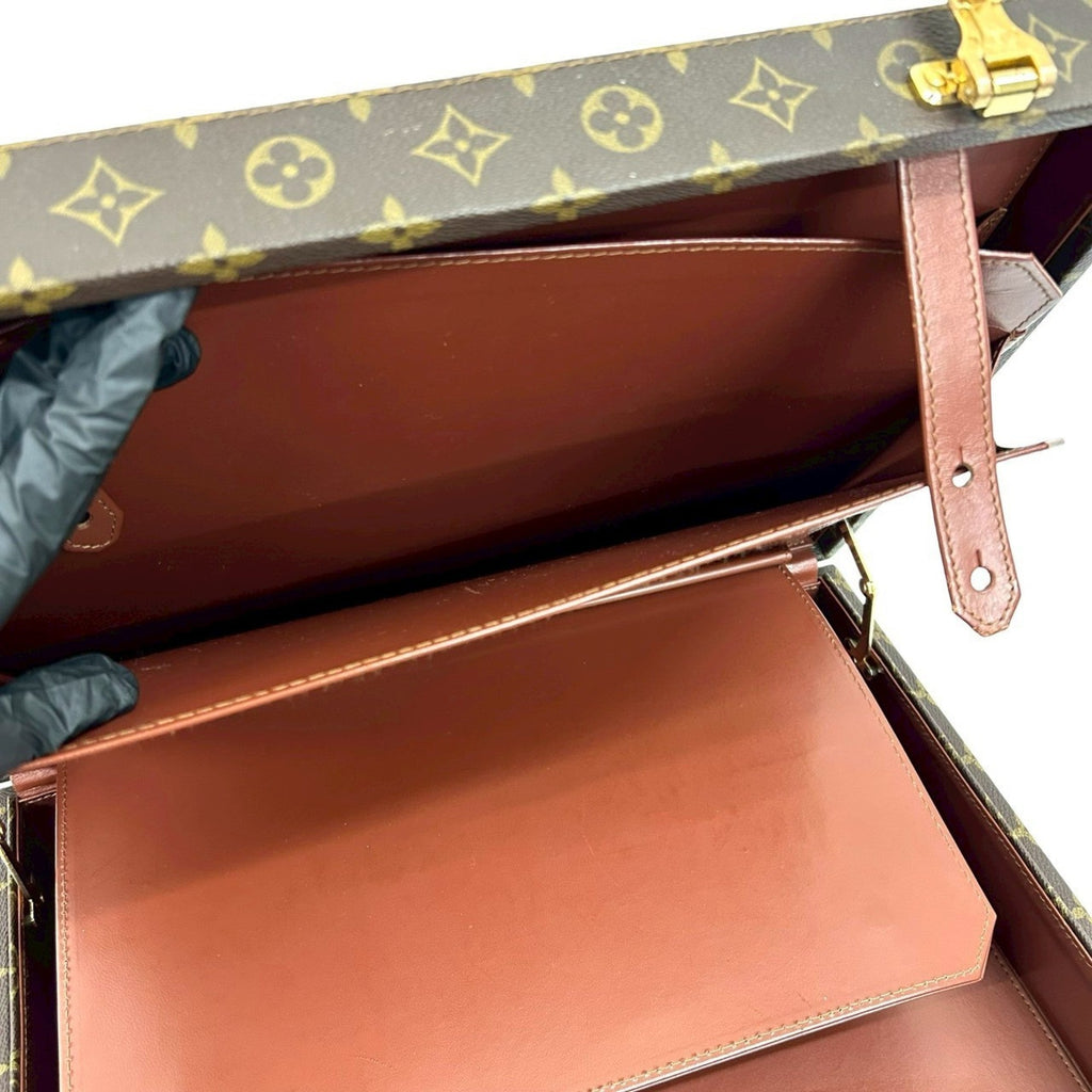 Louis Vuitton Brown Leather Pvc Briefcase (Pre-Owned)