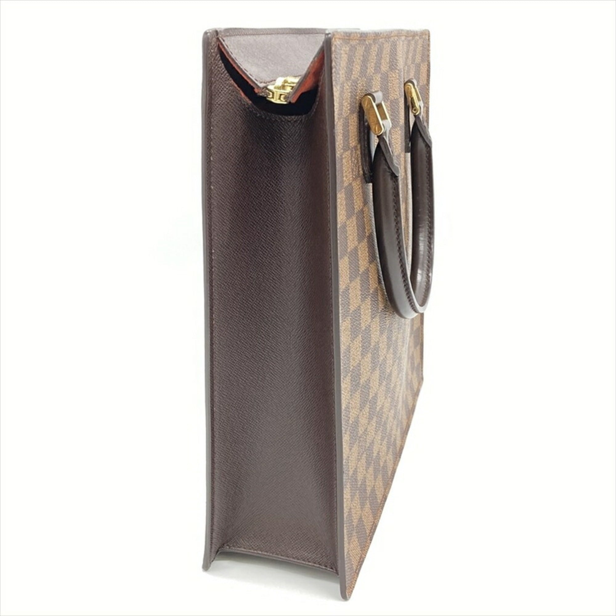 Louis Vuitton Damier Brown Damier Canvas Ebene Leather Handbag (Pre-Owned)