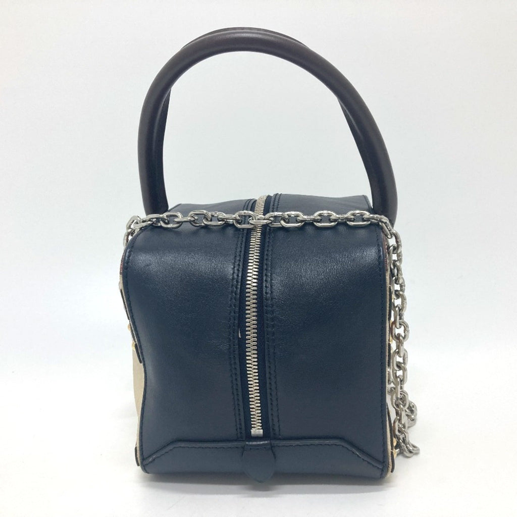 Louis Vuitton Beige Black Leather Handbag (Pre-Owned)