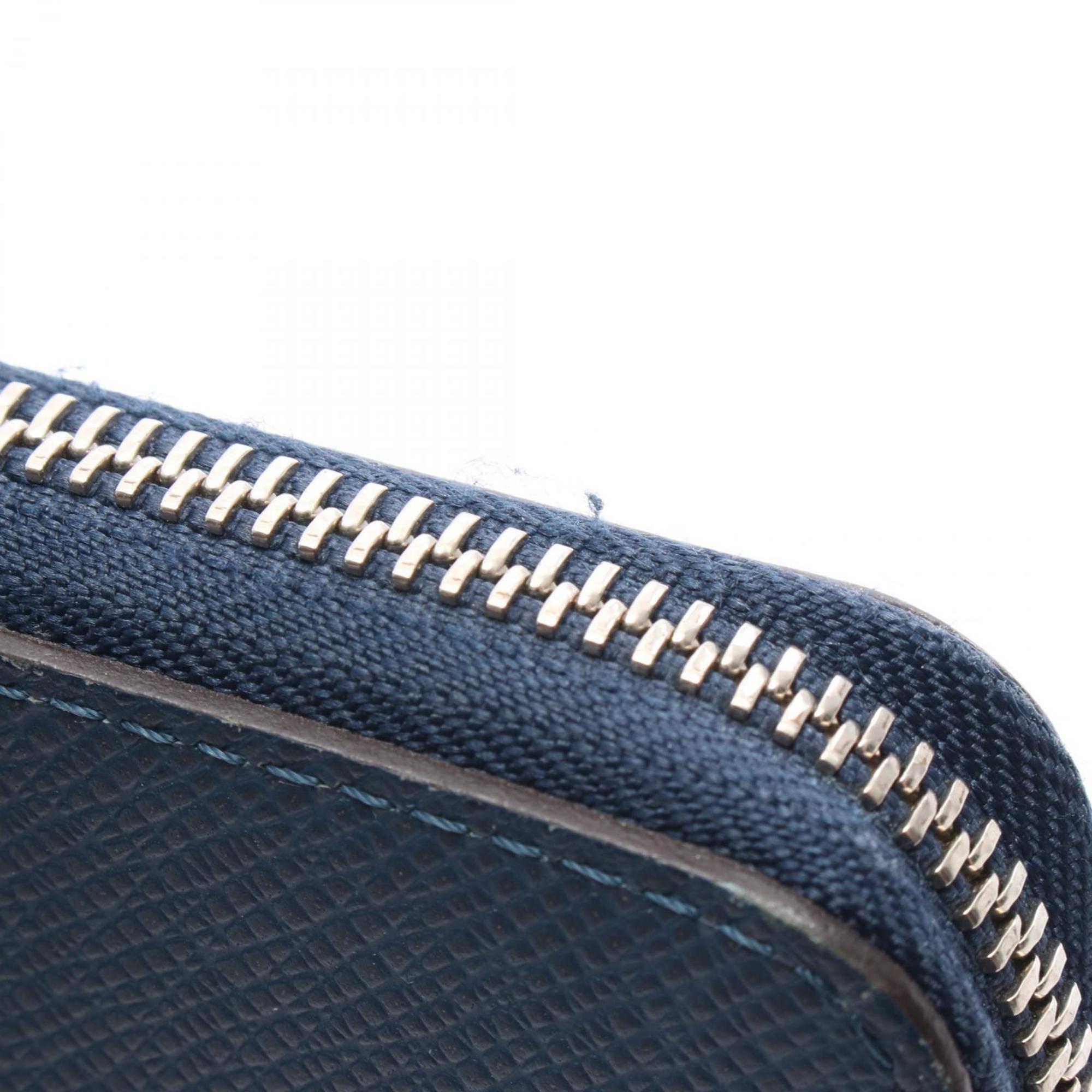 Louis Vuitton Navy Leather Long Wallet (Bi-Fold) (Pre-Owned)