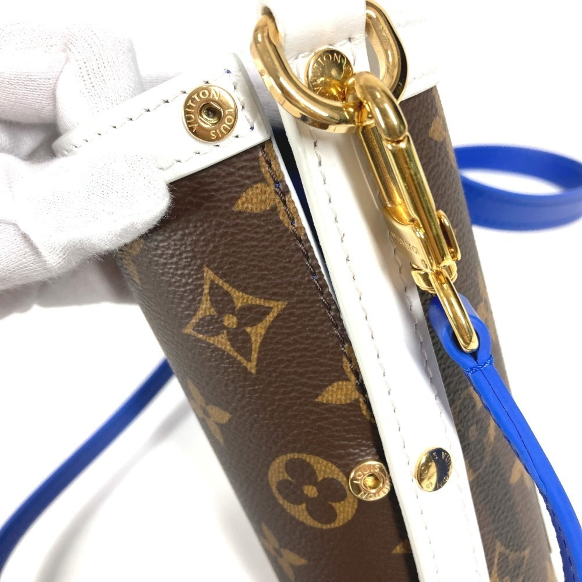Louis Vuitton Blue Brown Monogram Red Color White Monogram Pochette Shoulder Bag (Pre-Owned)