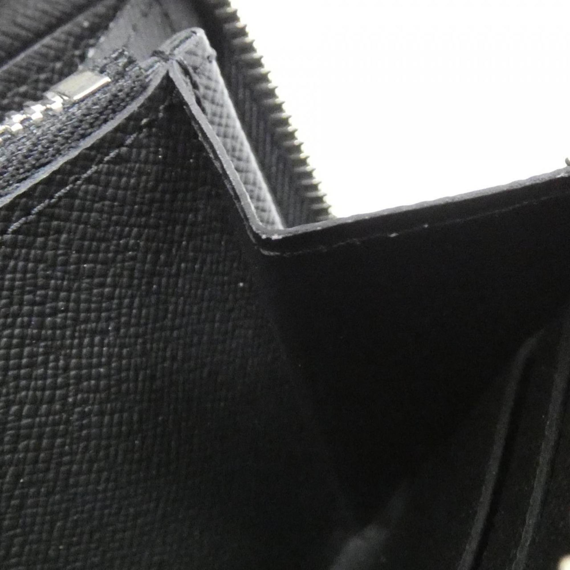 Louis Vuitton Black Leather Long Wallet (Bi-Fold) (Pre-Owned)