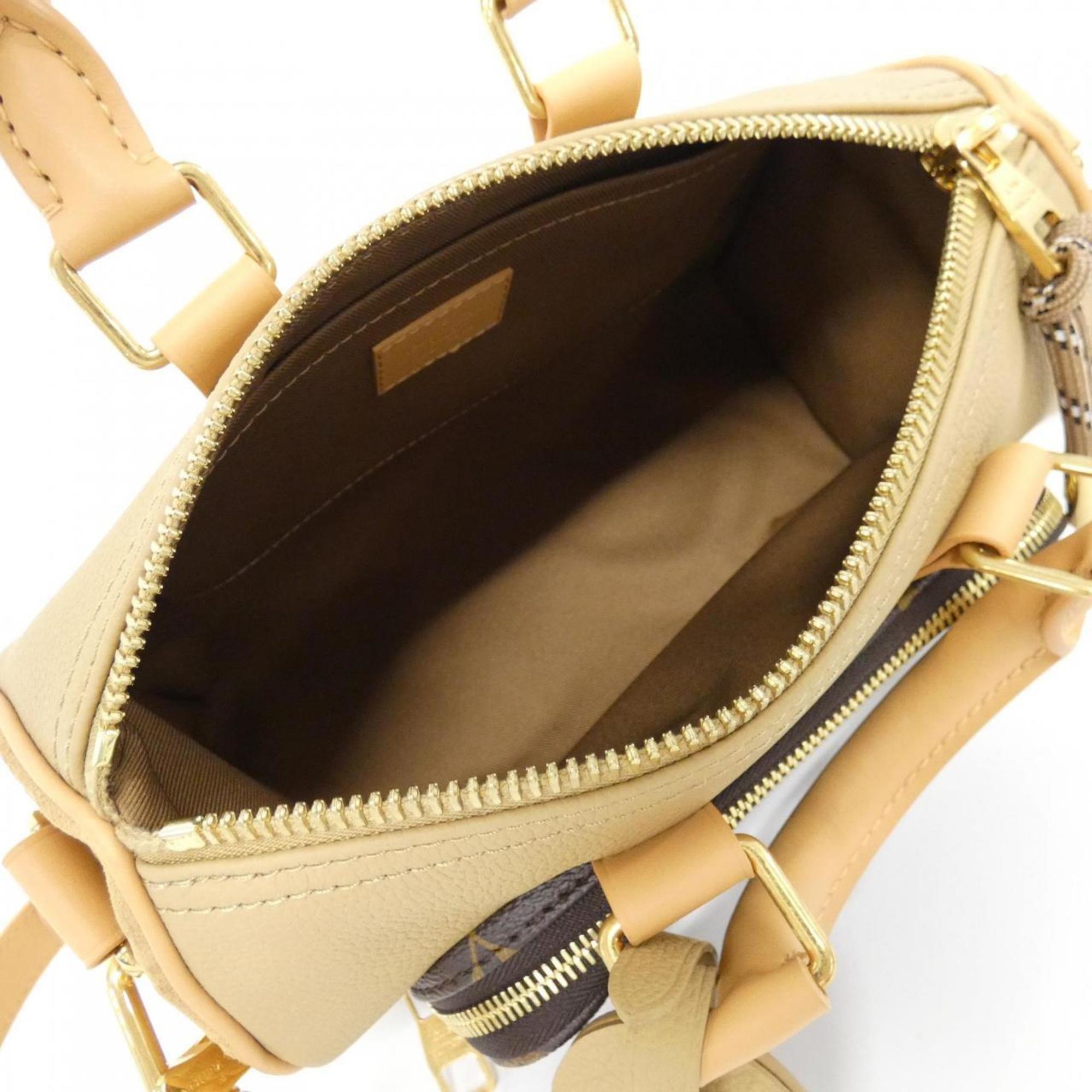 Louis Vuitton Beige Coated Canvas Leather Boston Bag (Pre-Owned)