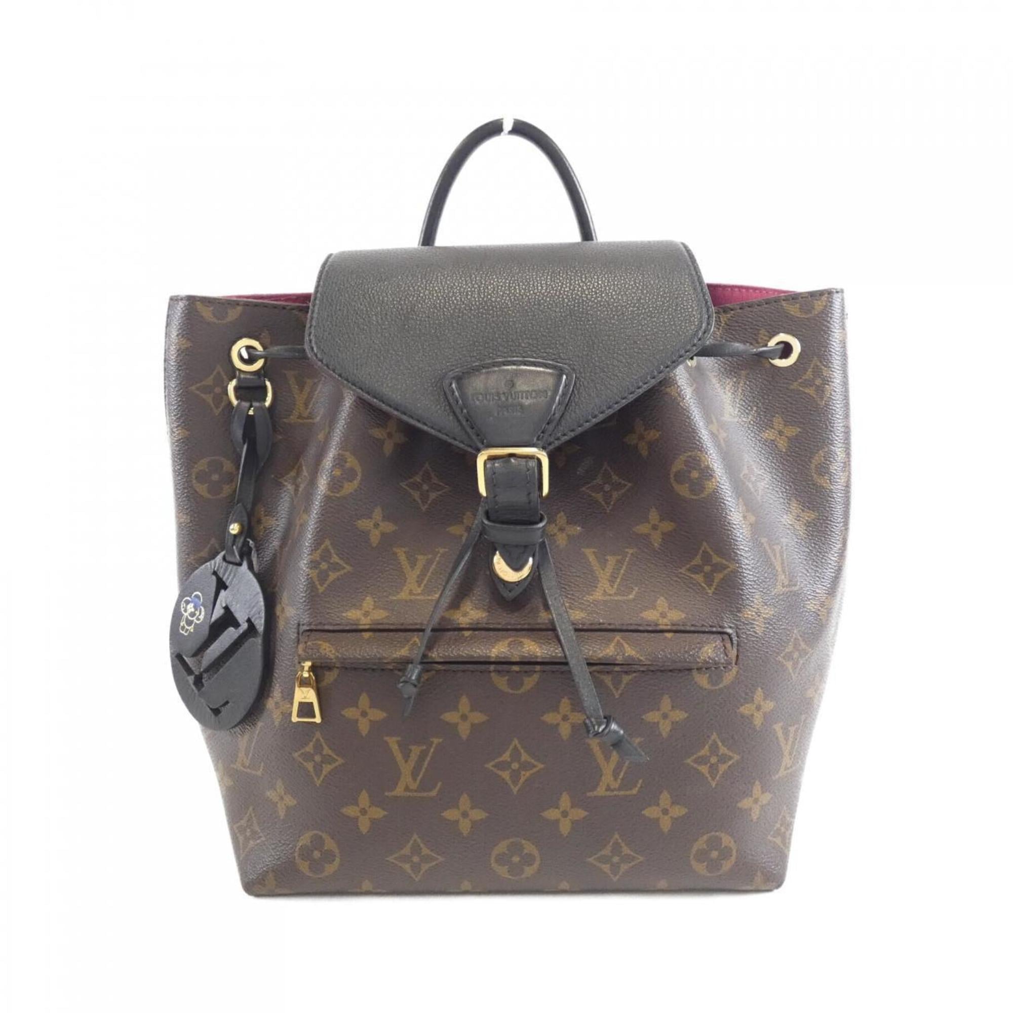 Louis Vuitton Black Marron Coated Canvas Leather Backpack (Pre-Owned)