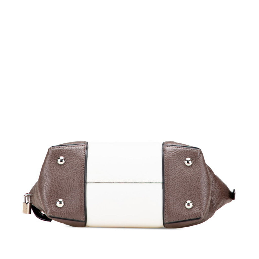 Louis Vuitton Dark Brown Off-White Leather Handbag (Pre-Owned)