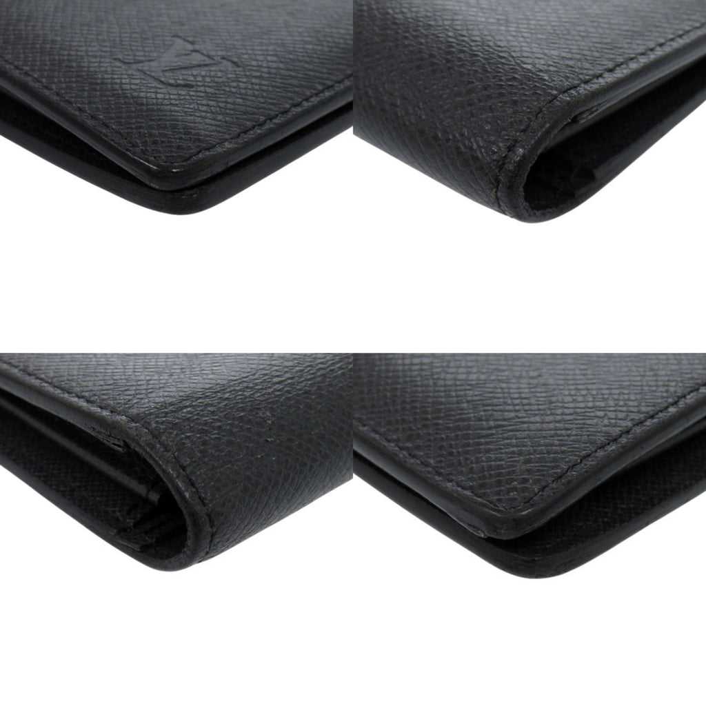 Louis Vuitton Black Noir Taiga Leather Leather Long Wallet (Bi-Fold) (Pre-Owned)