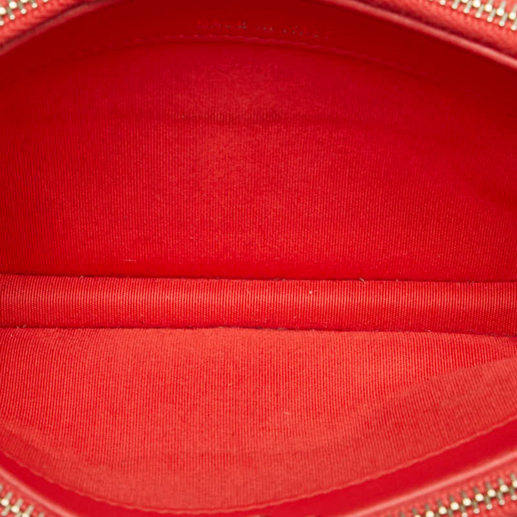 Filigree Double Zip Clutch with Chain Quilted Caviar