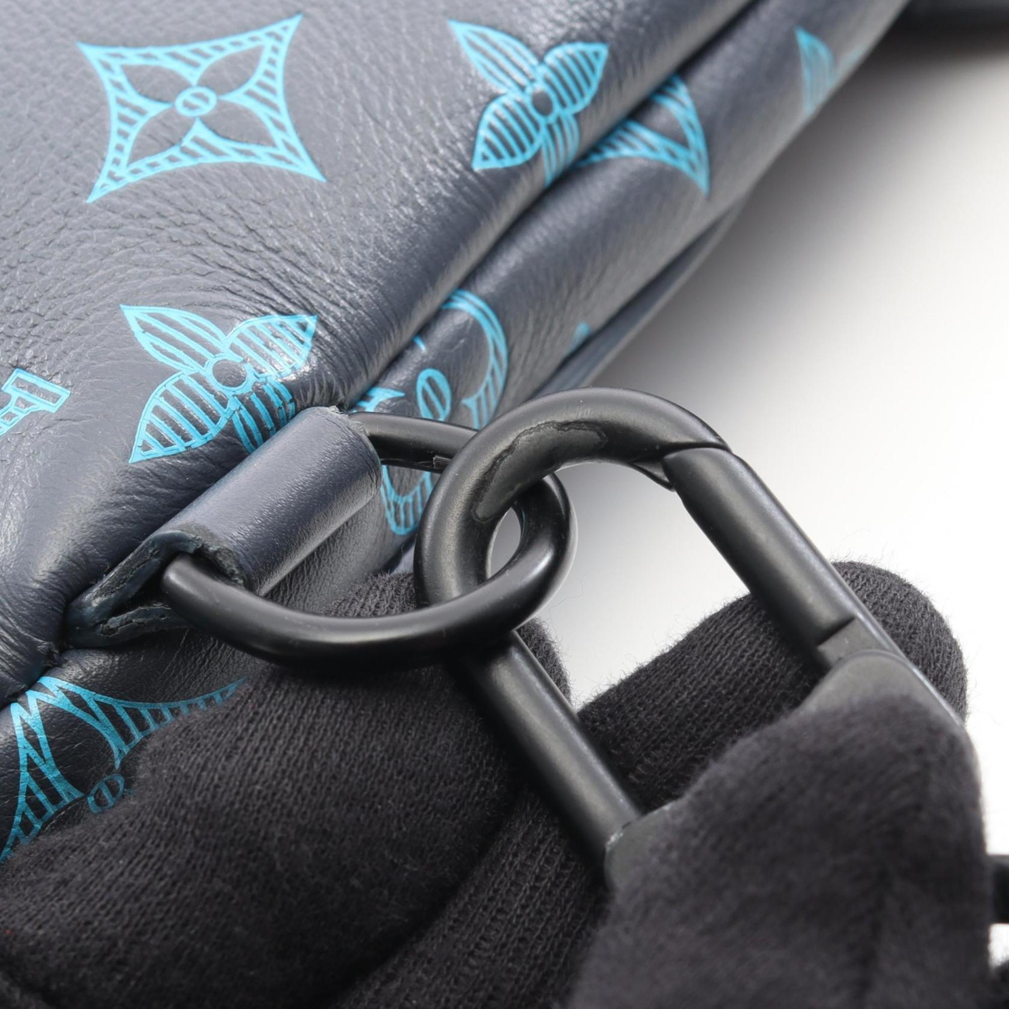 Louis Vuitton Blue Gray Monogram Shadow Leather Fanny Pack Sling Bag (Pre-Owned)