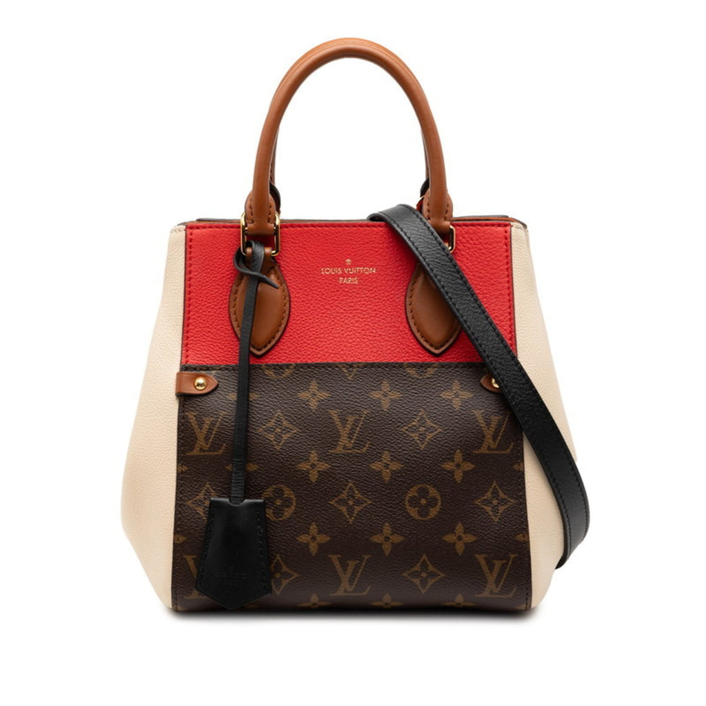 Louis Vuitton Beige Brown Red Color Pvc Leather Handbag Shoulder Bag (Pre-Owned)