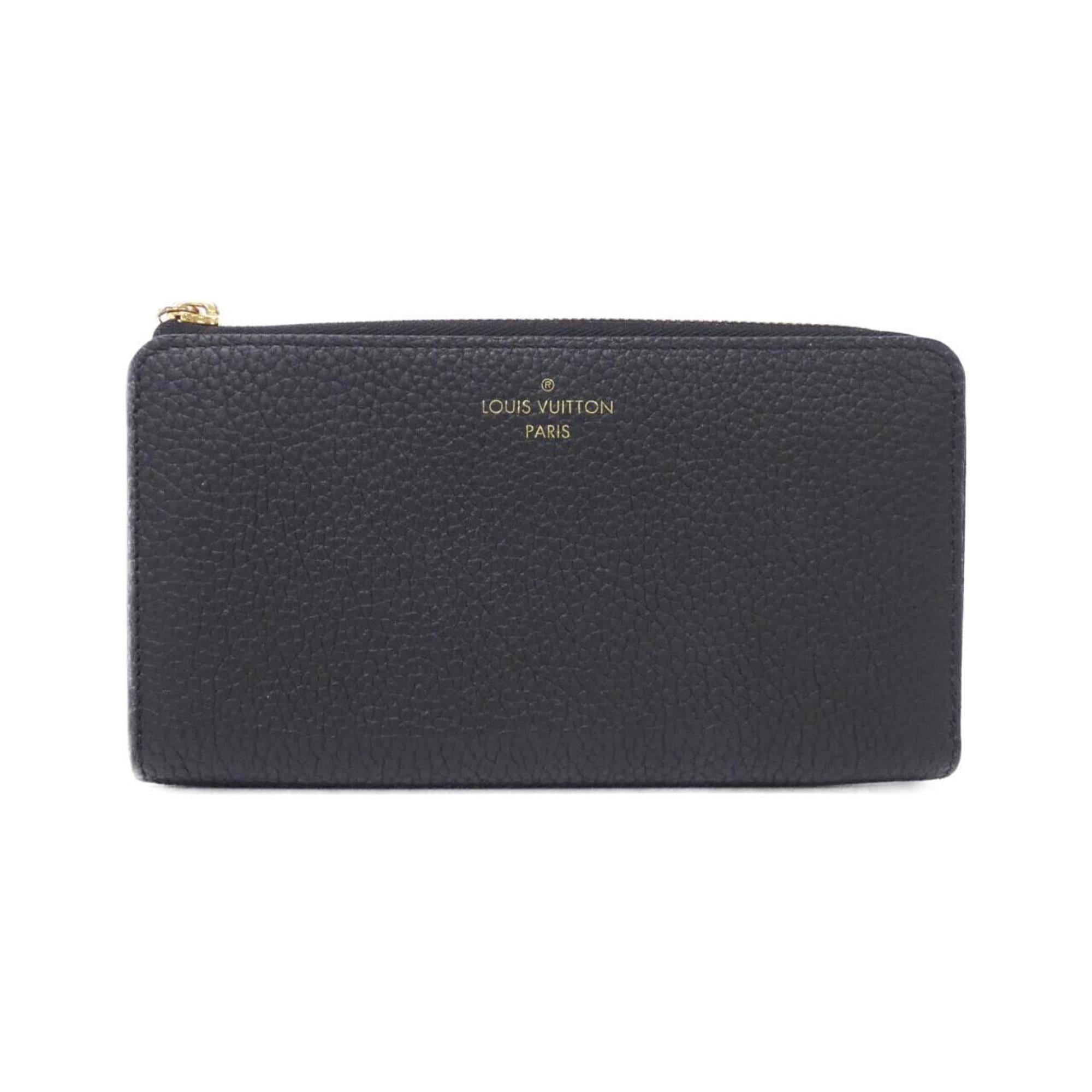 Louis Vuitton Black Leather Long Wallet (Bi-Fold) (Pre-Owned)