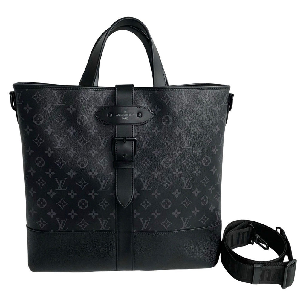 Louis Vuitton Black Leather Shoulder Bag Tote Bag (Pre-Owned)