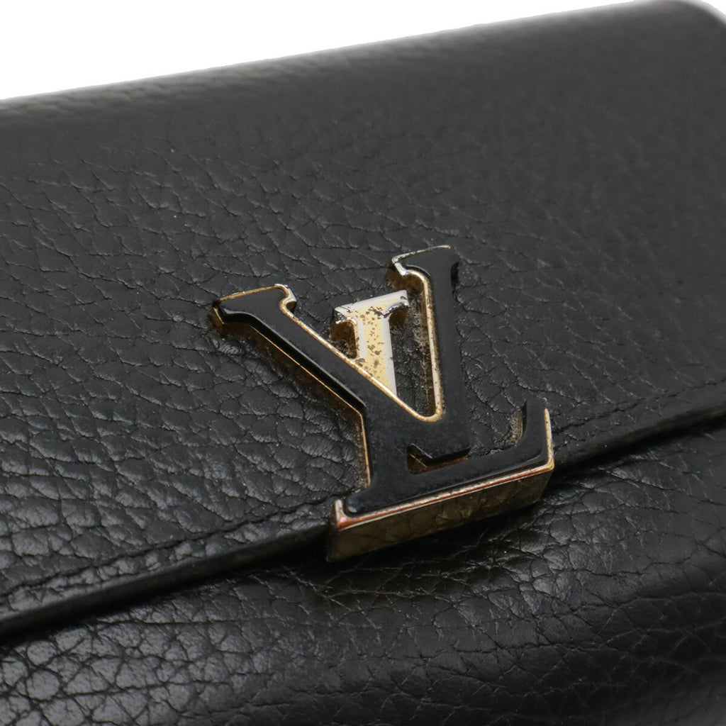 Louis Vuitton Black Galle Hot Pink Noir Leather Wallet (Tri-Fold) (Pre-Owned)